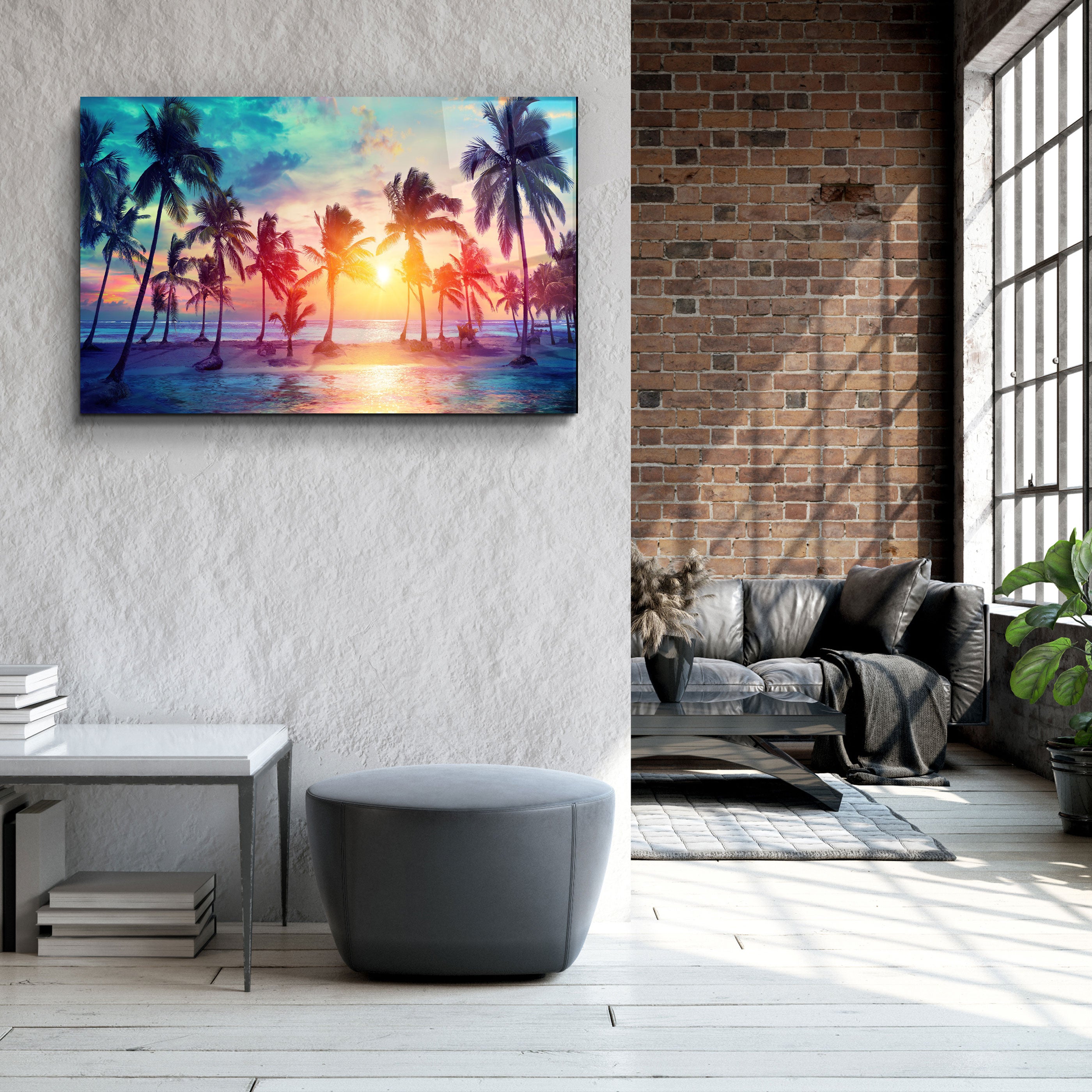 ・"Palm Trees "・Glass Wall Art