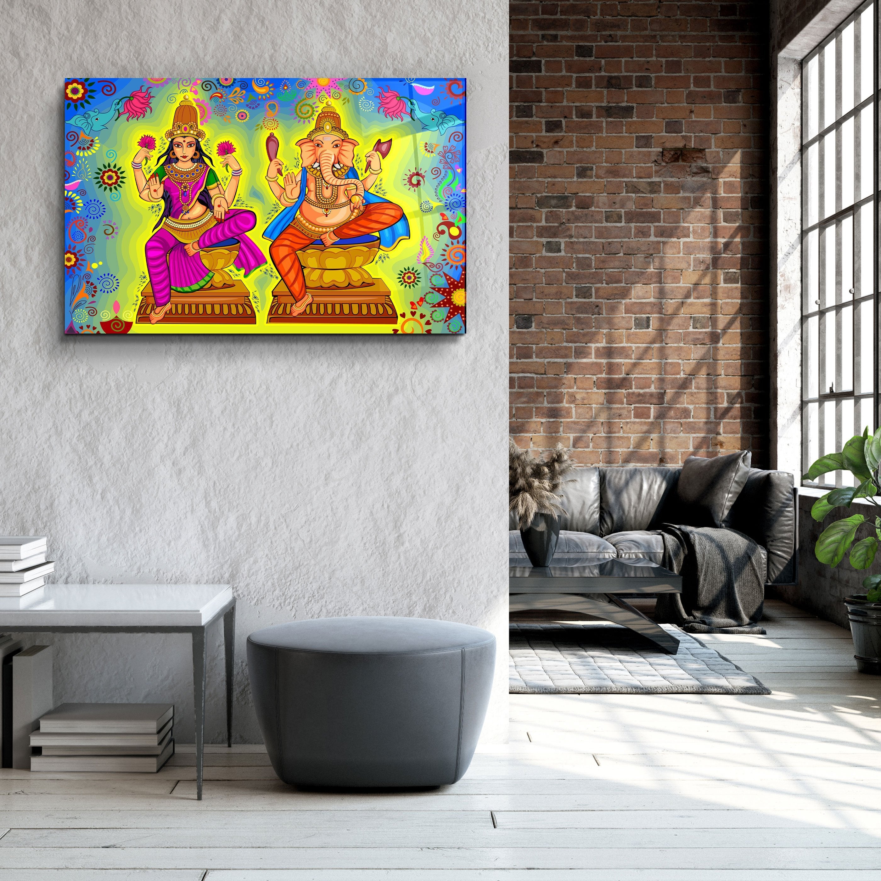 ・« Illustration du Seigneur Ganesha »・Art mural en verre