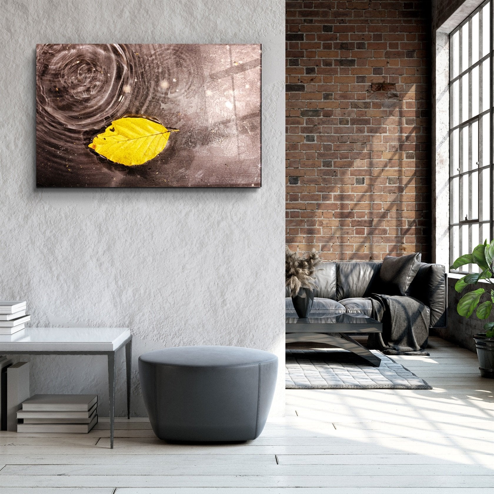 ・"Feuille jaune"・Art mural en verre