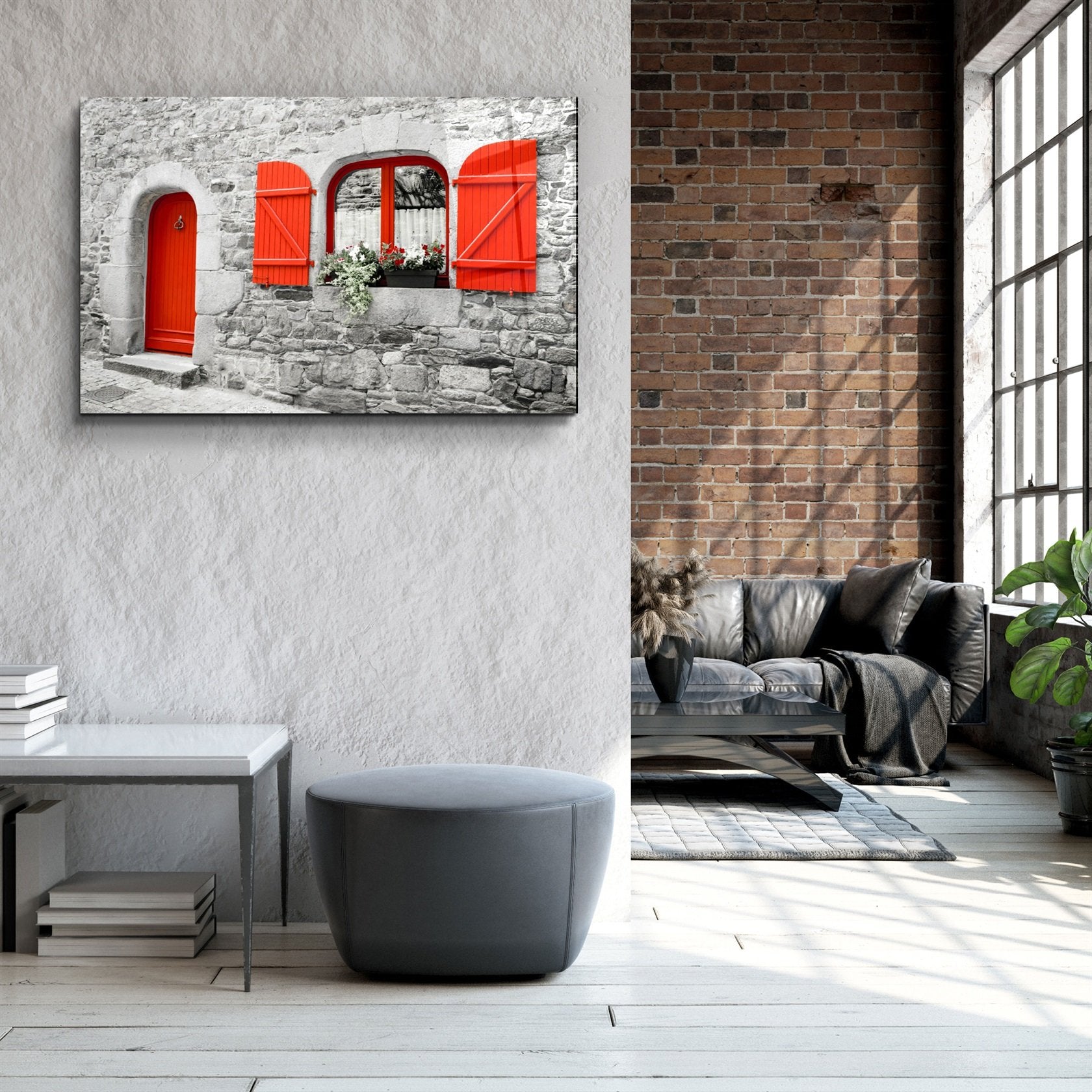 ・"Red Door"・Glass Wall Art