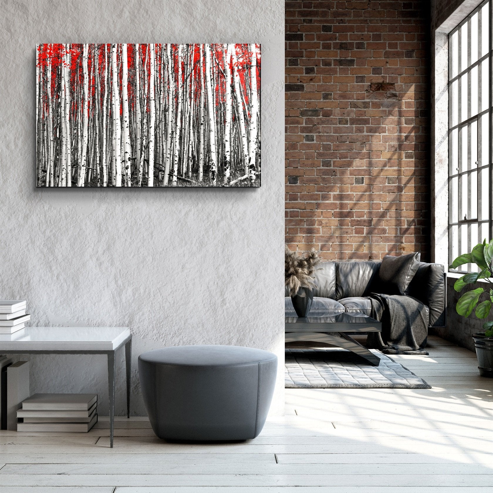・"Red Forest"・Glass Wall Art