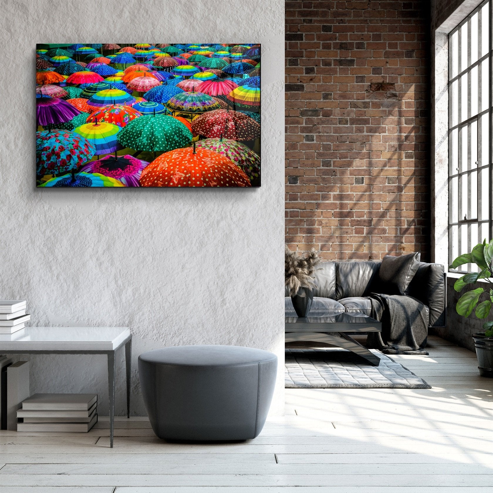 ・"Colorful Umbrellas"・Glass Wall Art