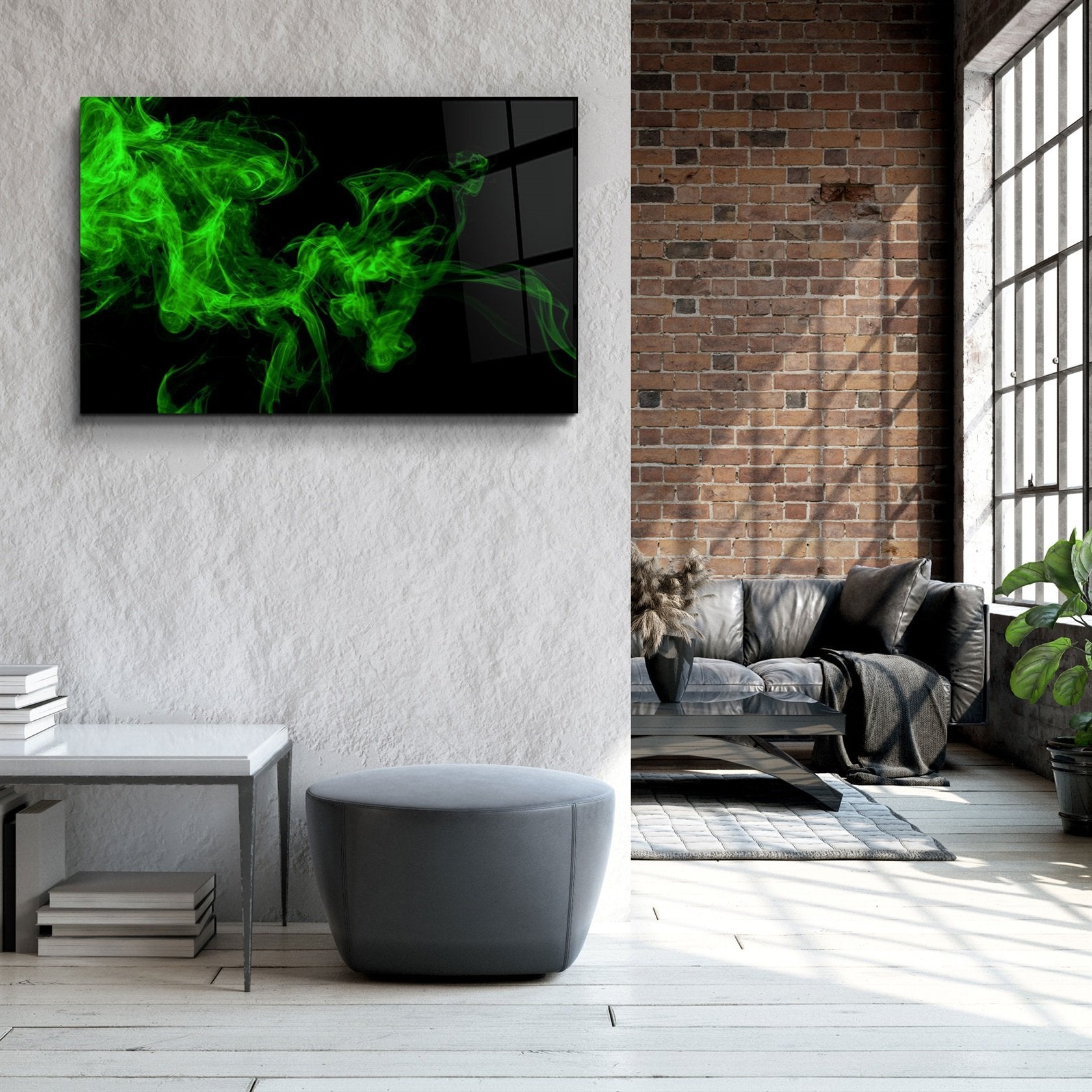 ・"Green Smoke"・Glass Wall Art