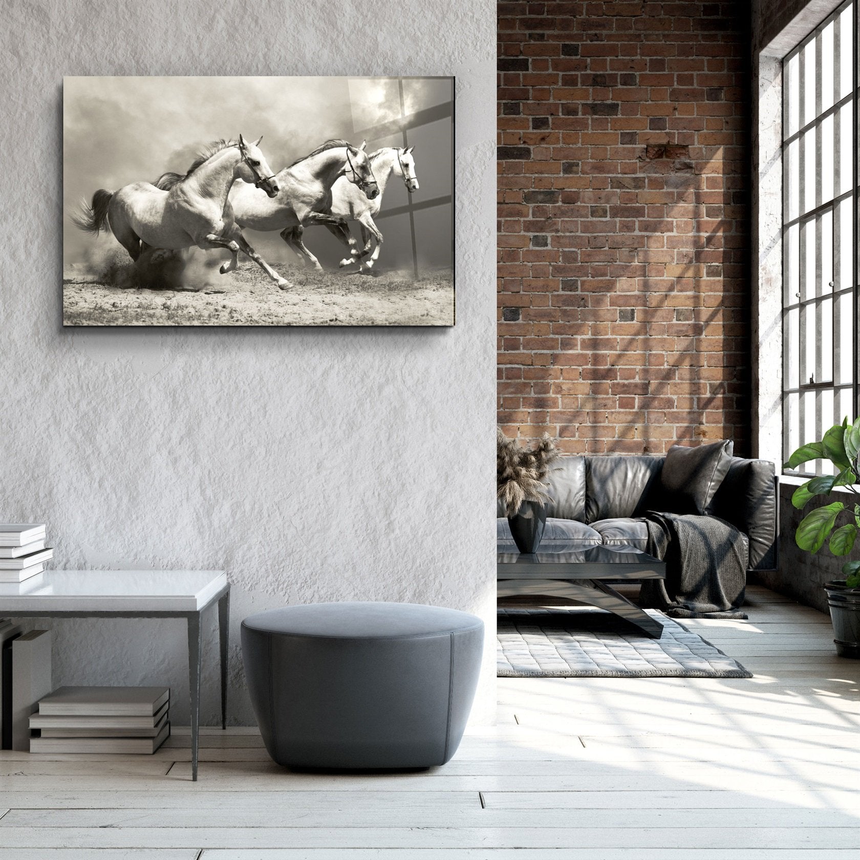 ・"Chevaux qui courent"・Art mural en verre