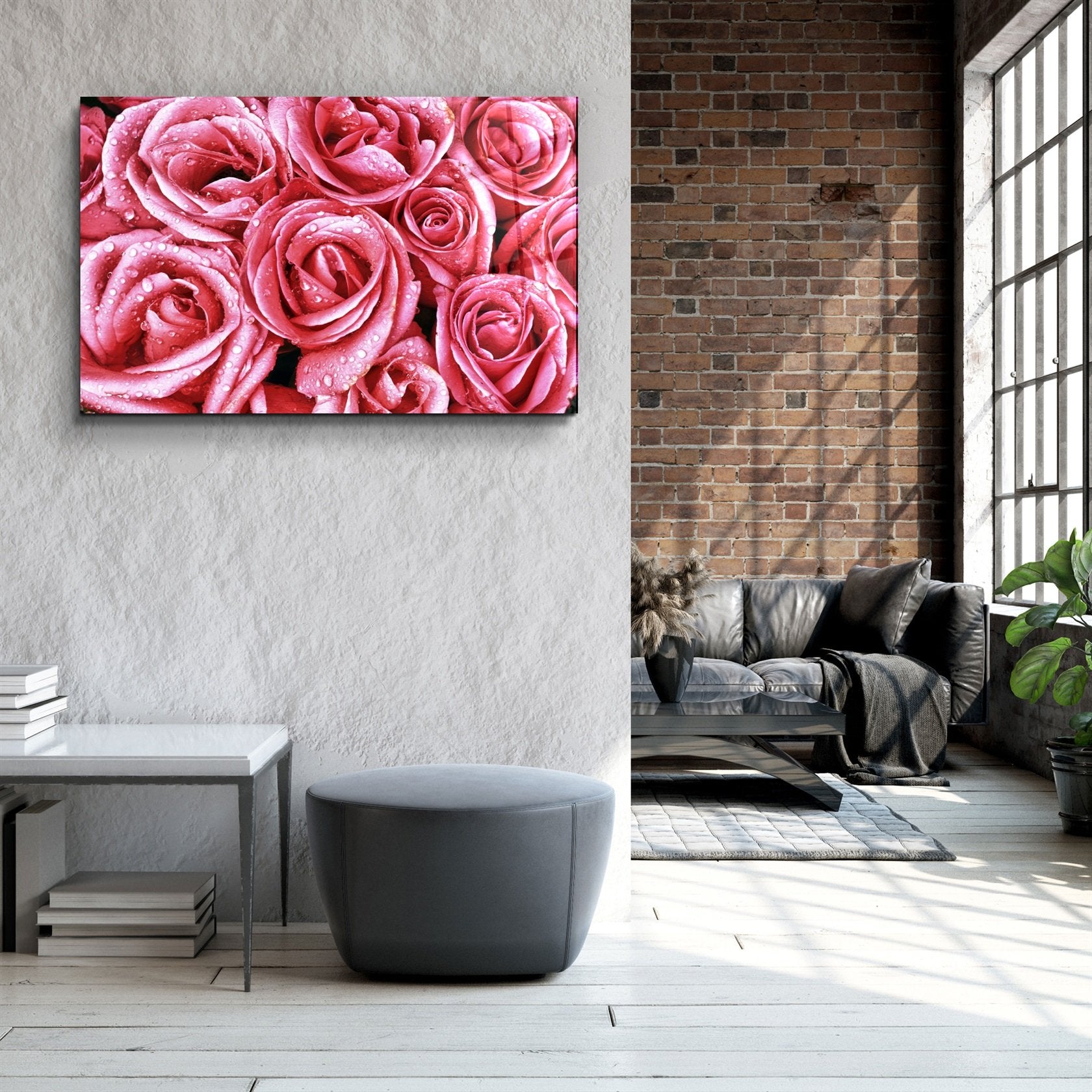 ・"Pink Rose"・Glass Wall Art