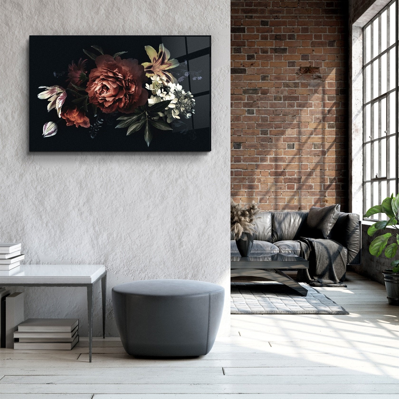 ・« Motif floral »・Art mural en verre