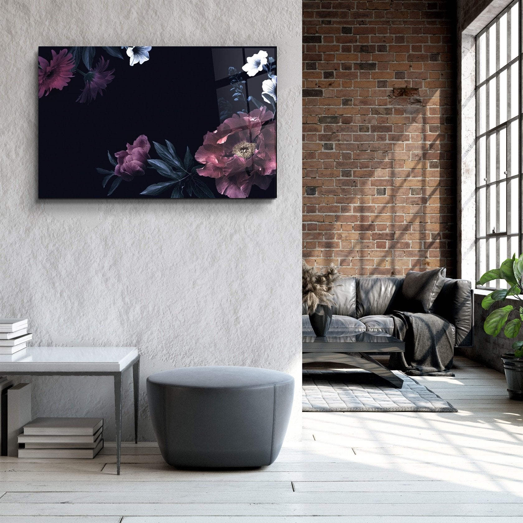 ・« Motif floral »・Art mural en verre