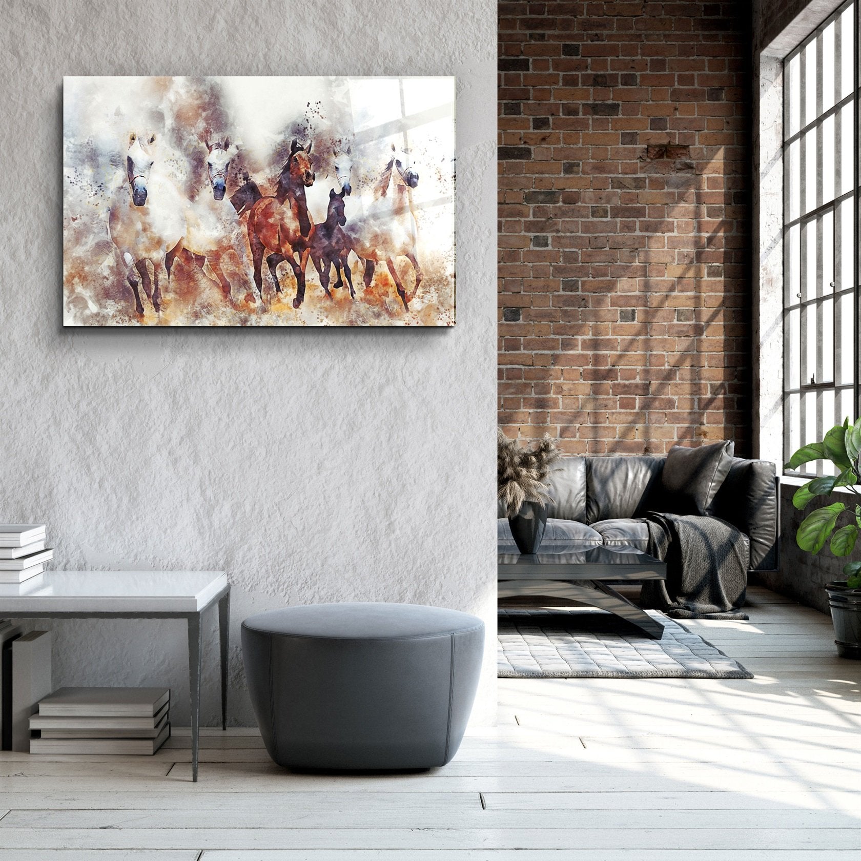 ・"Chevaux qui courent"・Art mural en verre