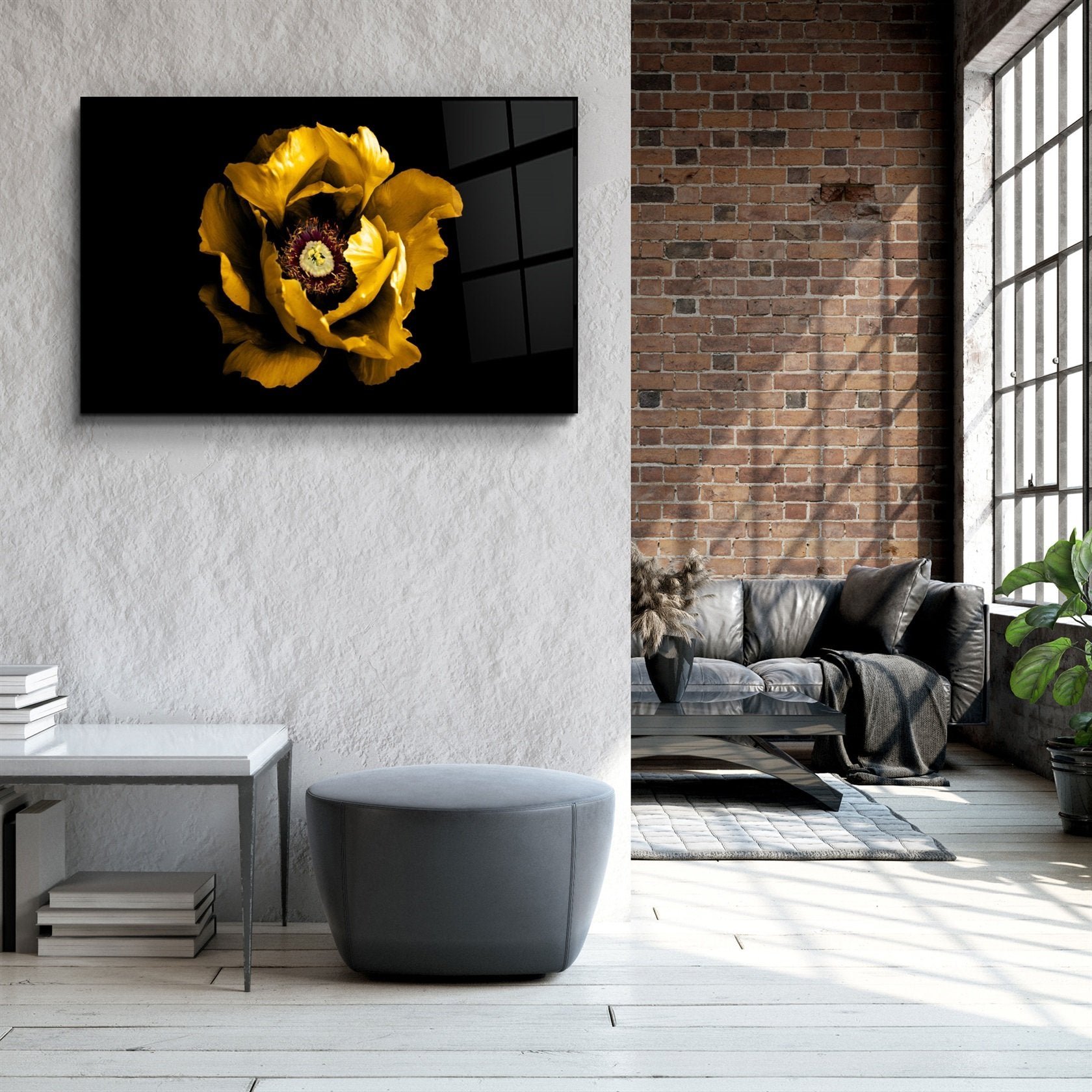 ・"Rose jaune 2"・Art mural en verre