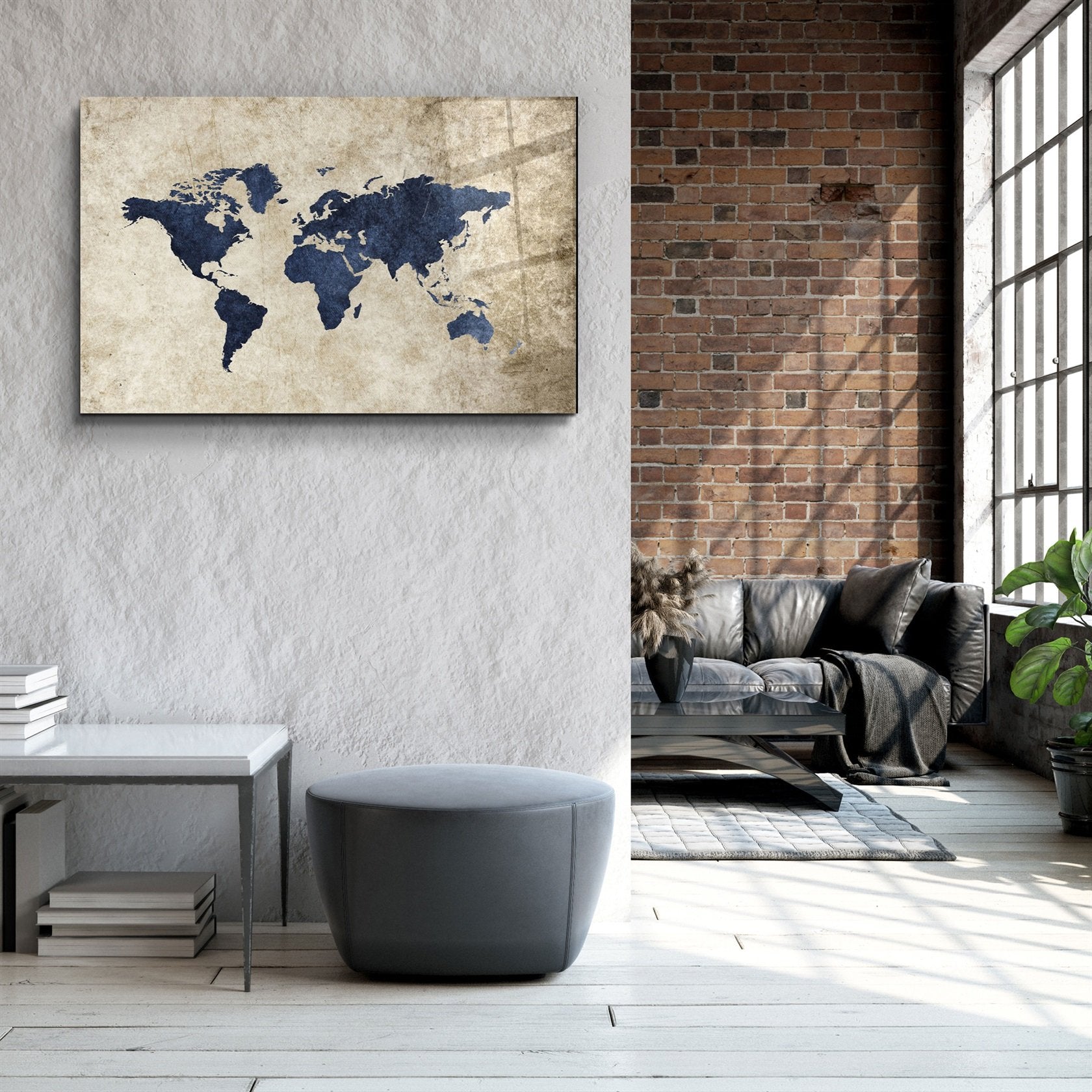 ・"World Map"・Glass Wall Art