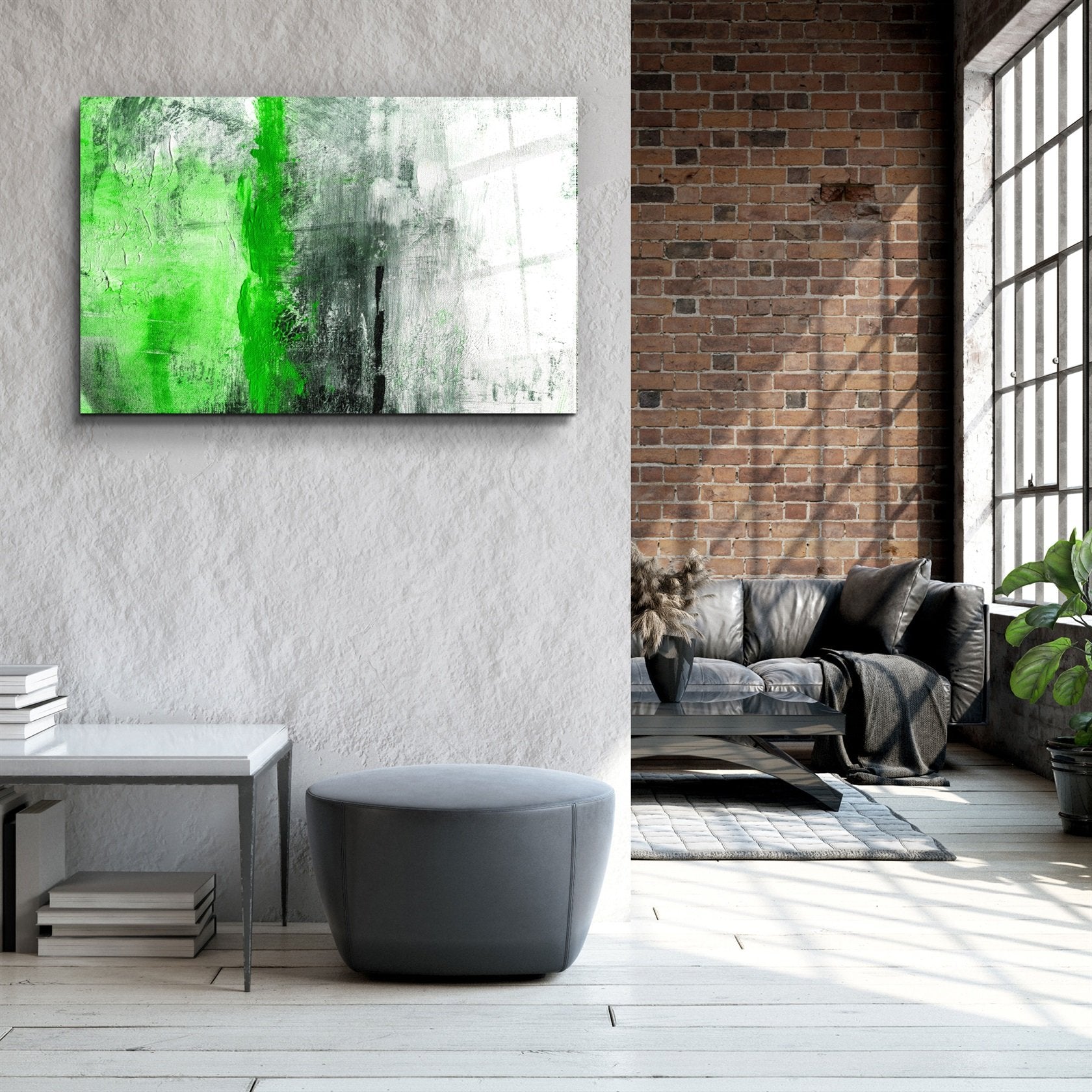 ・« Motif vert abstrait »・Art mural en verre