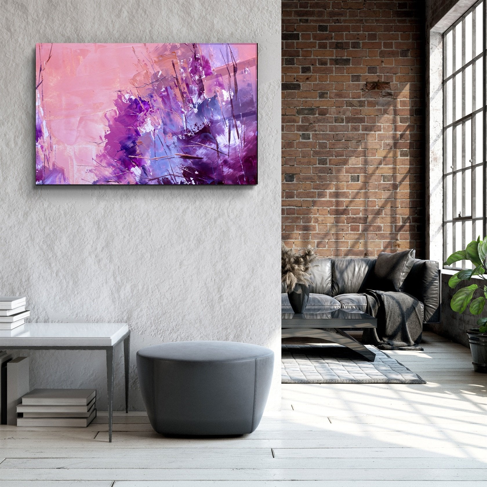 ・« Motif violet abstrait V2 »・Art mural en verre