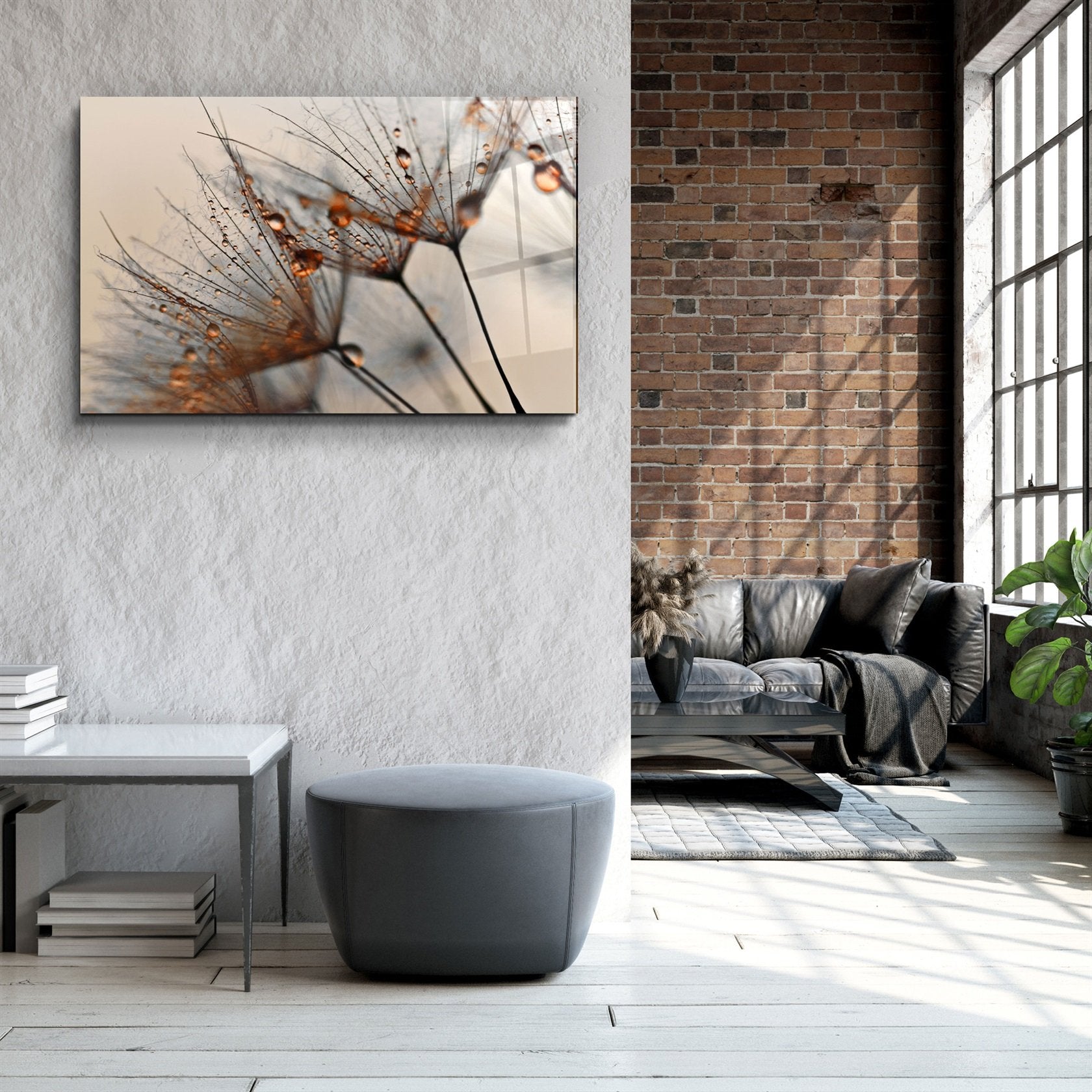 ・"Fleur Orange"・Art mural en verre