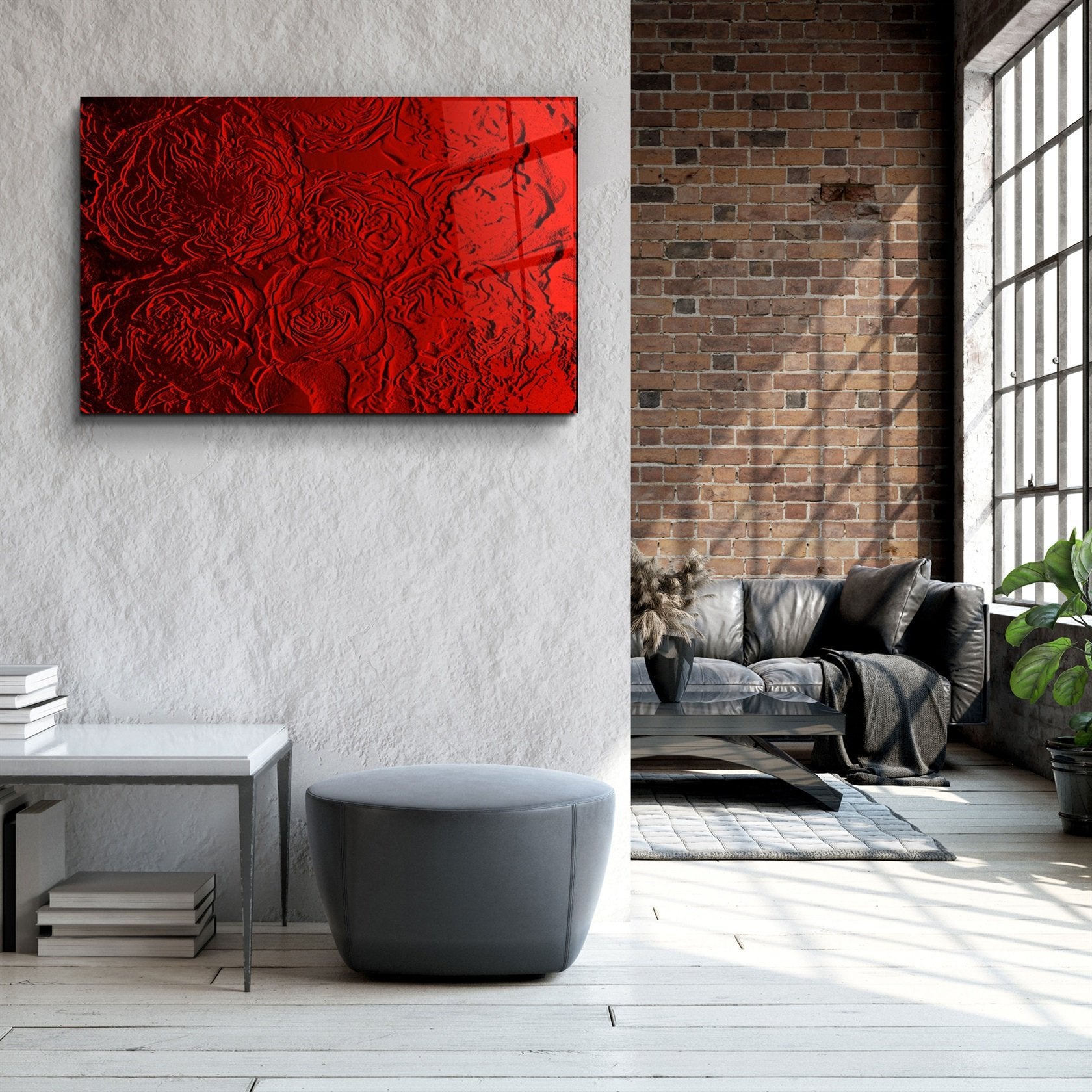 ・"Motif Rose"・Art Mural en Verre