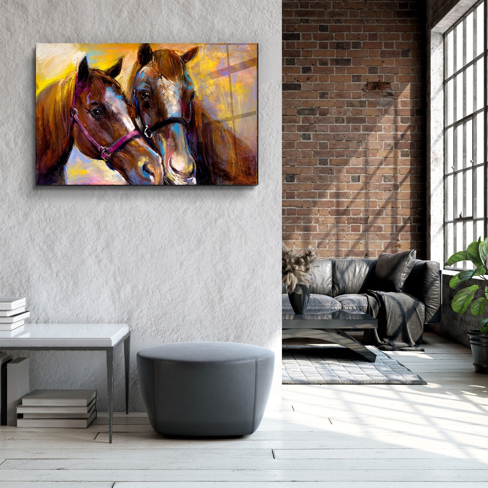 ・"Horse Love V2"・Glass Wall Art
