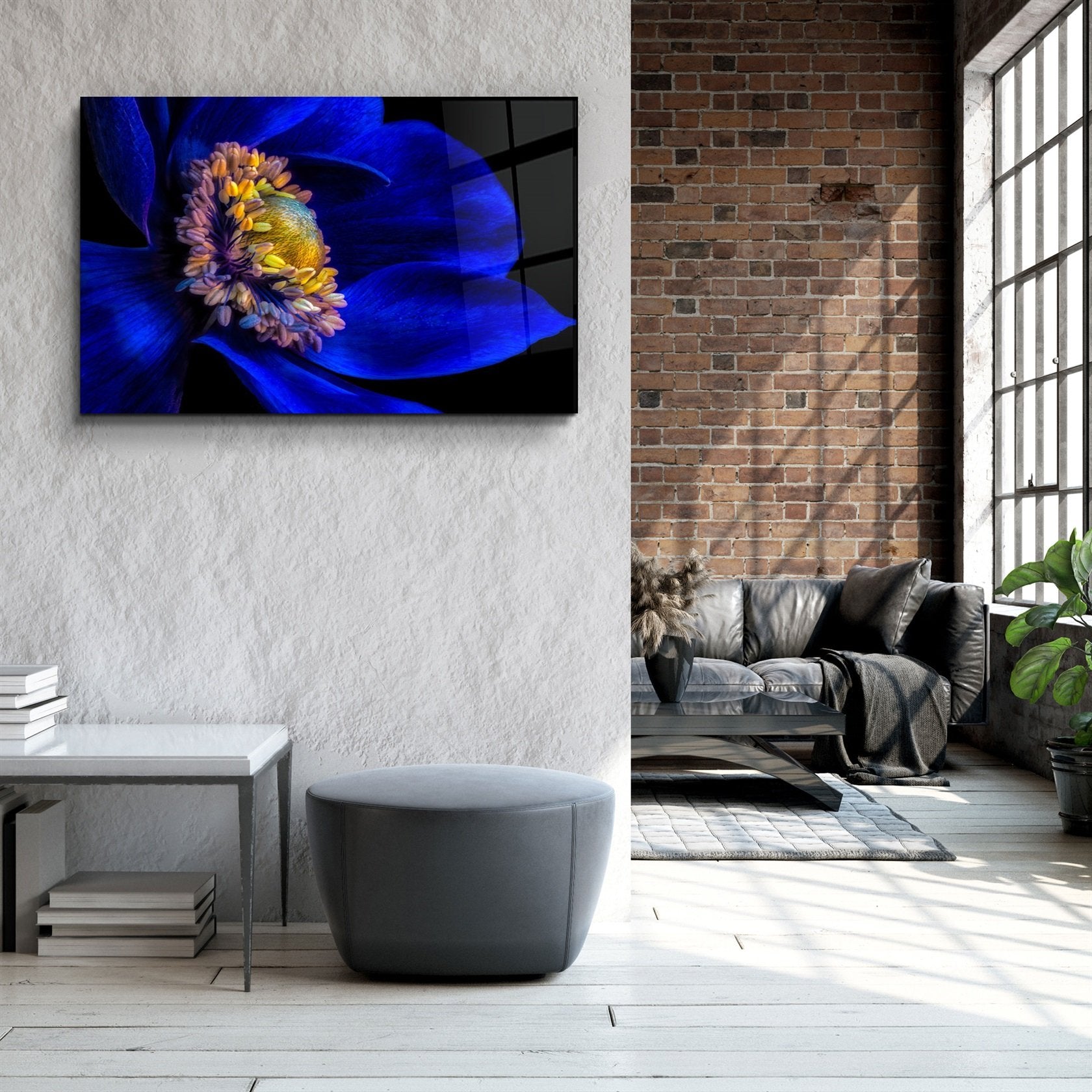 ・"Blue Flower2"・Glass Wall Art