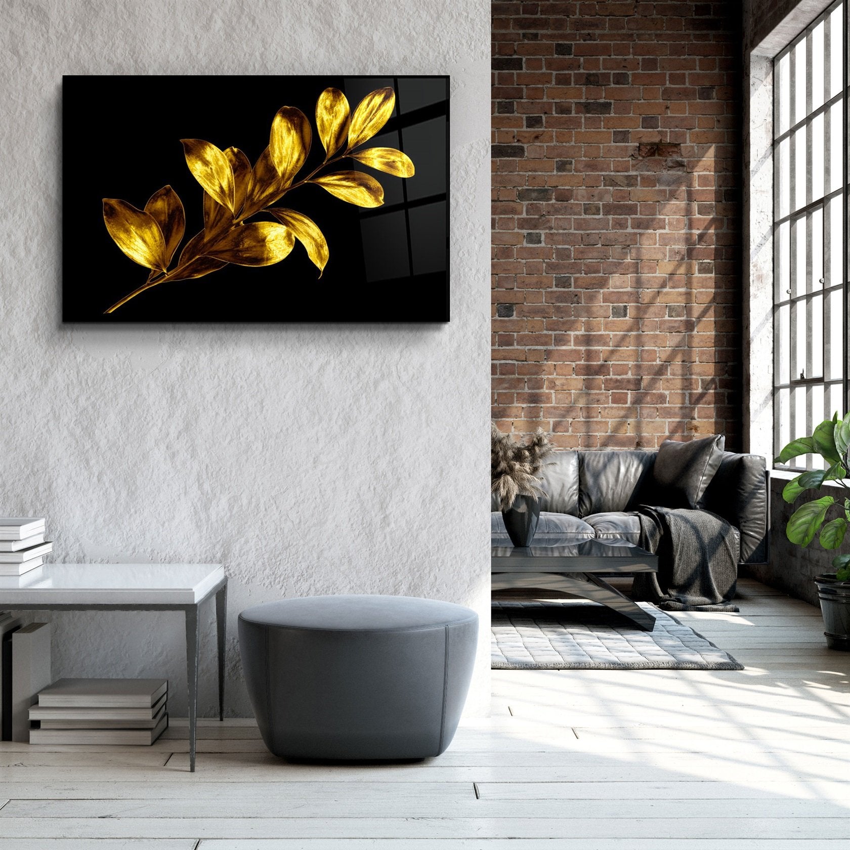 ・"Feuille d'Or"・Art Mural en Verre