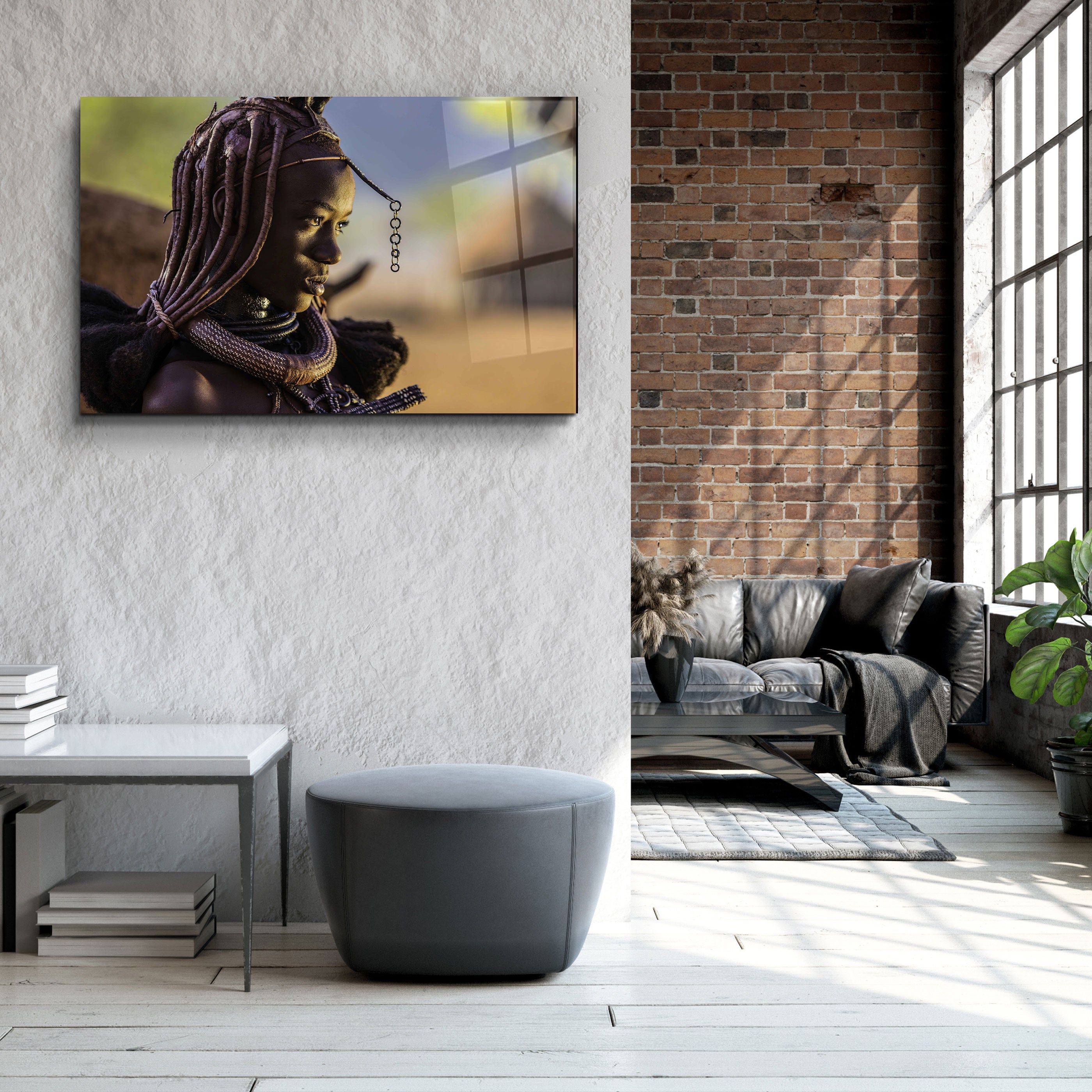 ・"African Warrior"・Designer's Collection Glass Wall Art