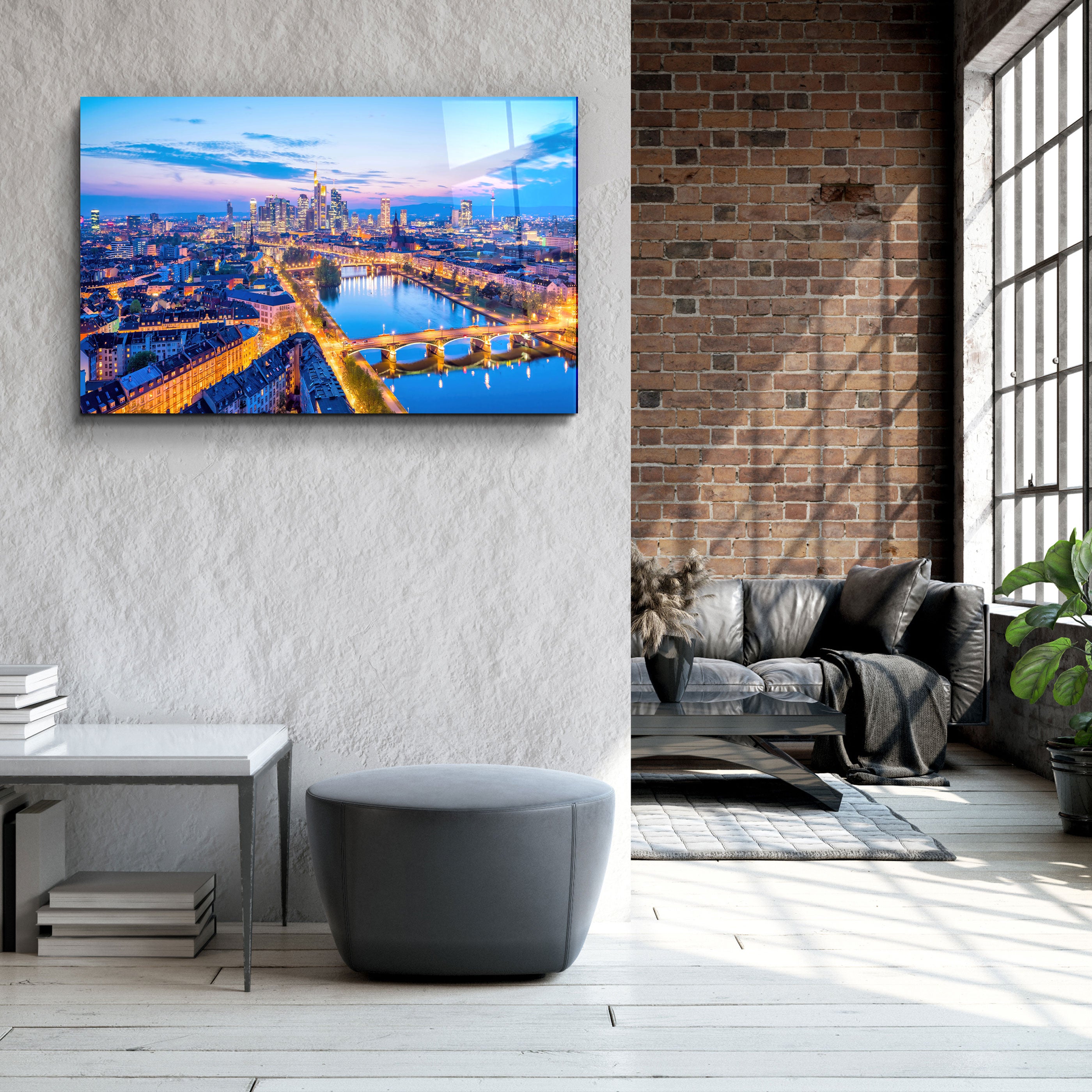 ・„Frankfurter Skyline, Deutschland“・<tc>Glasbild</tc>