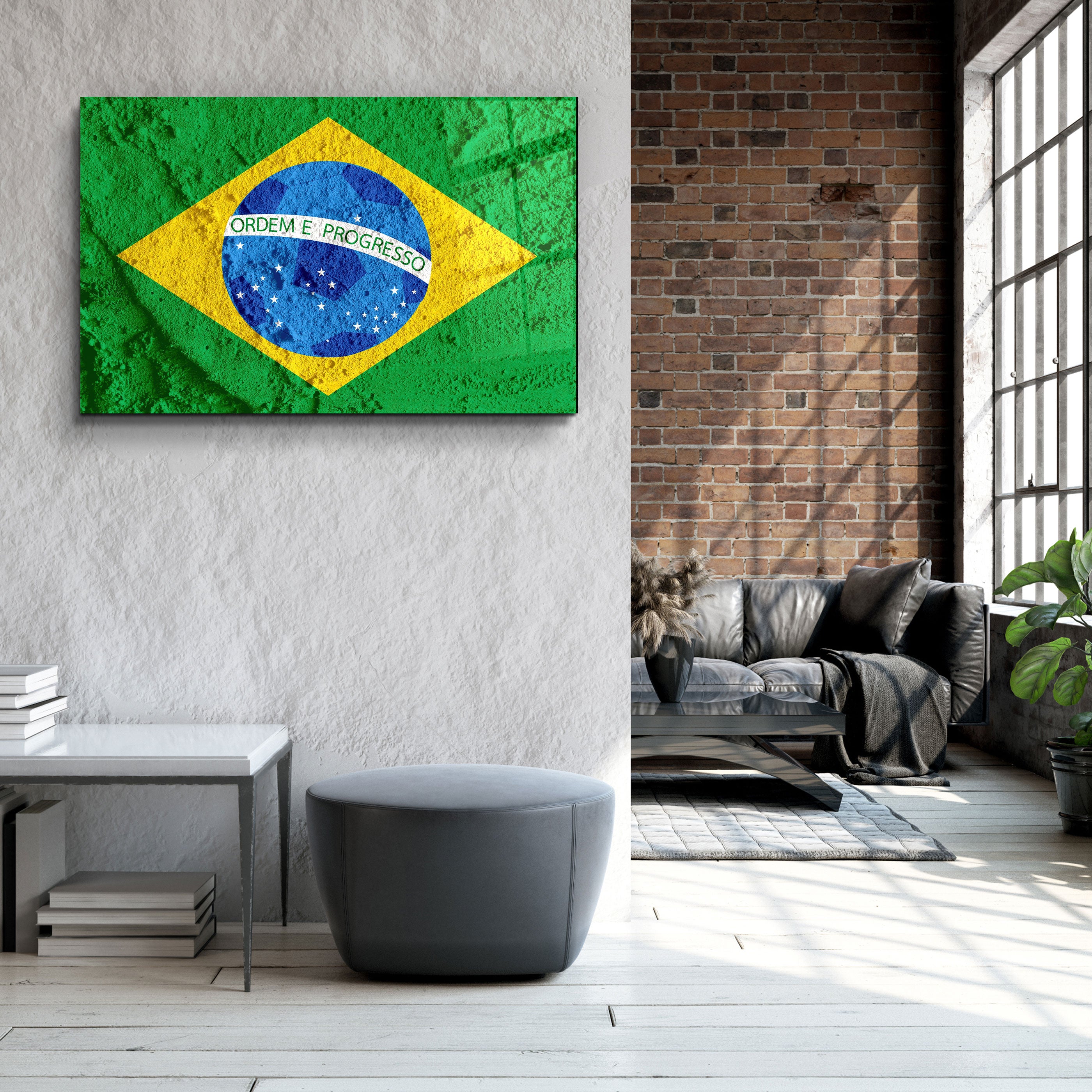 ・"Flag Of Brazil"・Glass Wall Art