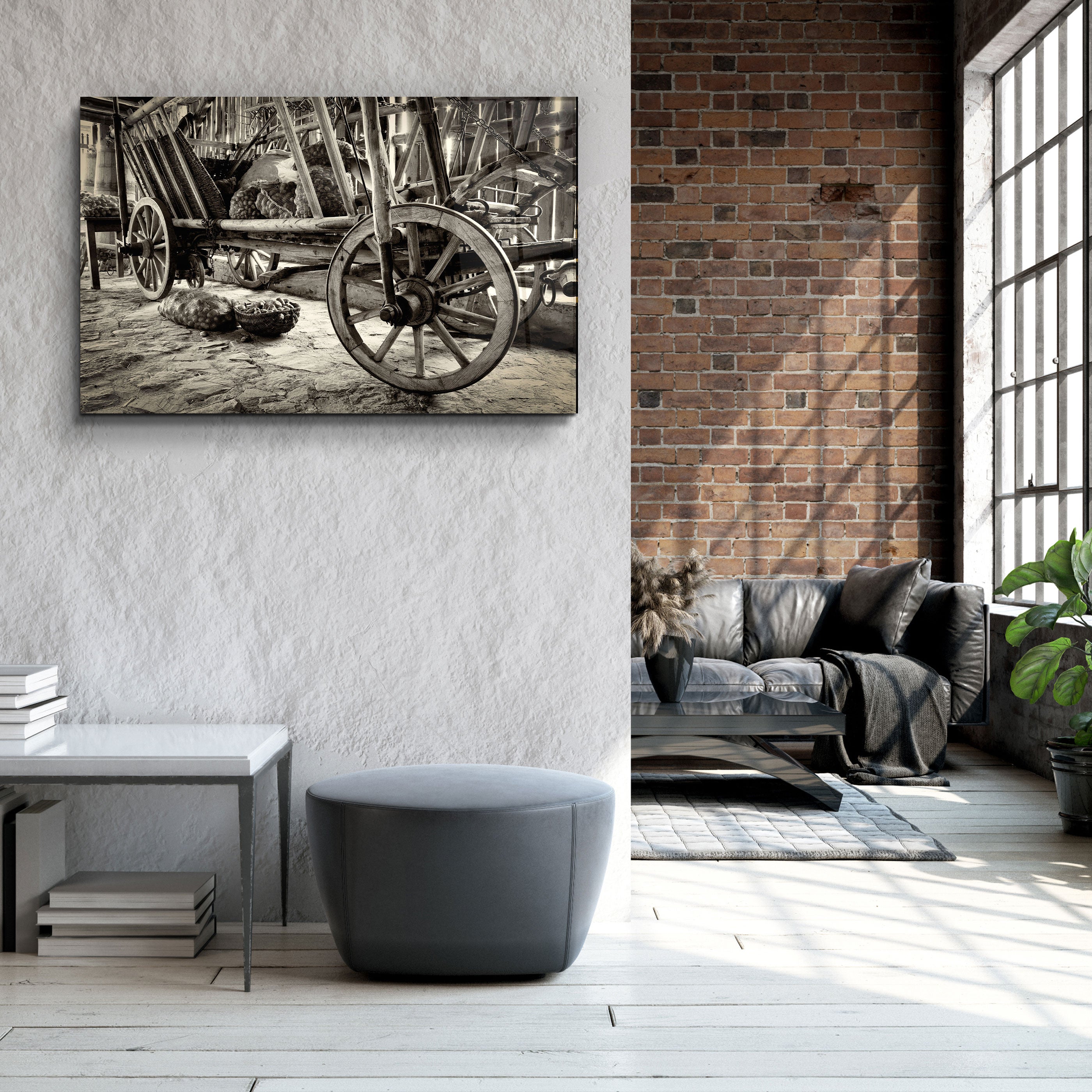 ・"Old Wheel Cart"・Glass Wall Art