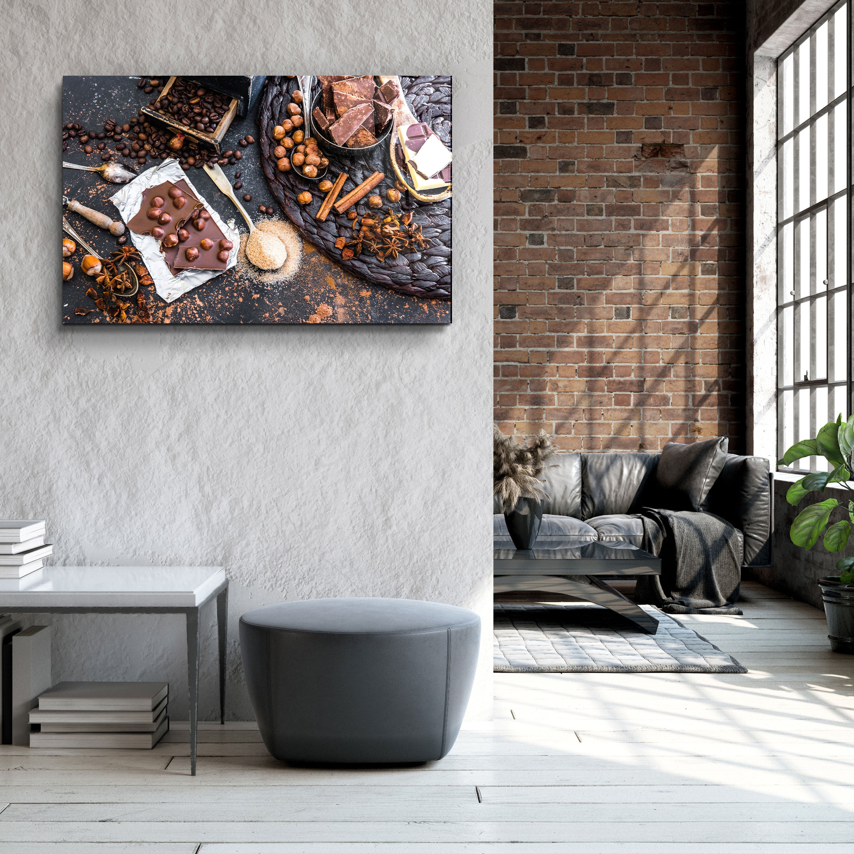 ・« Grains de café et chocolats »・Art mural en verre