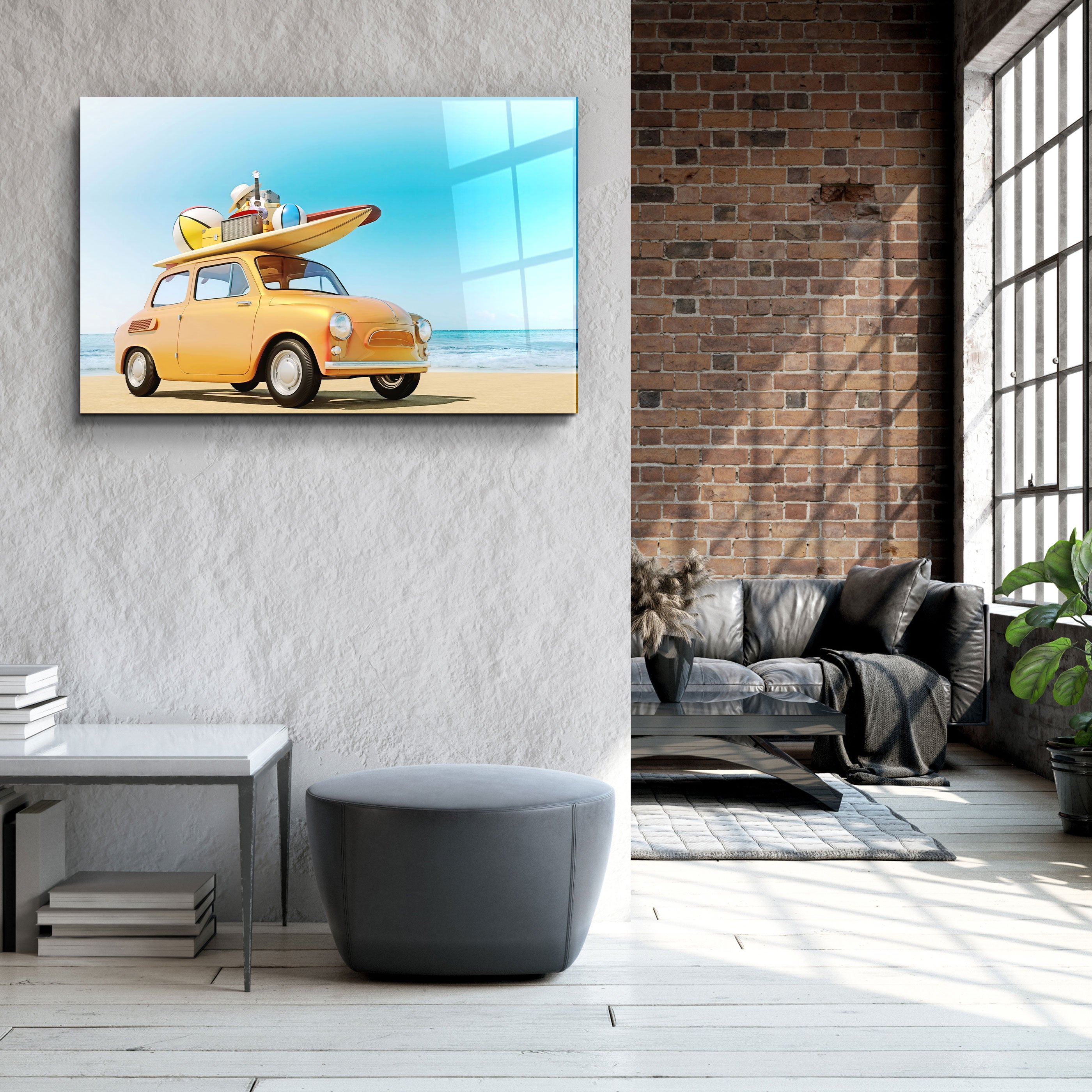 ・"Des vacances vintage"・Art mural en verre