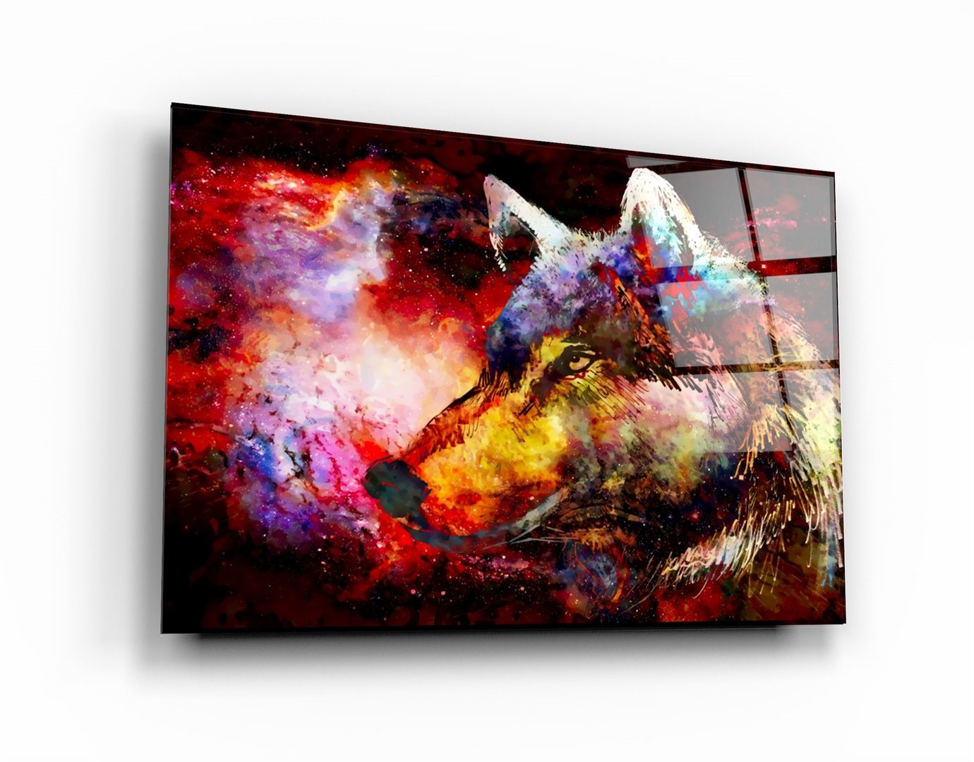 ・"Abstract Colorful Wolf"・Glass Wall Art