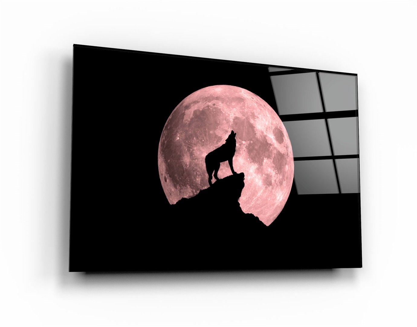 ・"Wolf and Moon"・Glass Wall Art