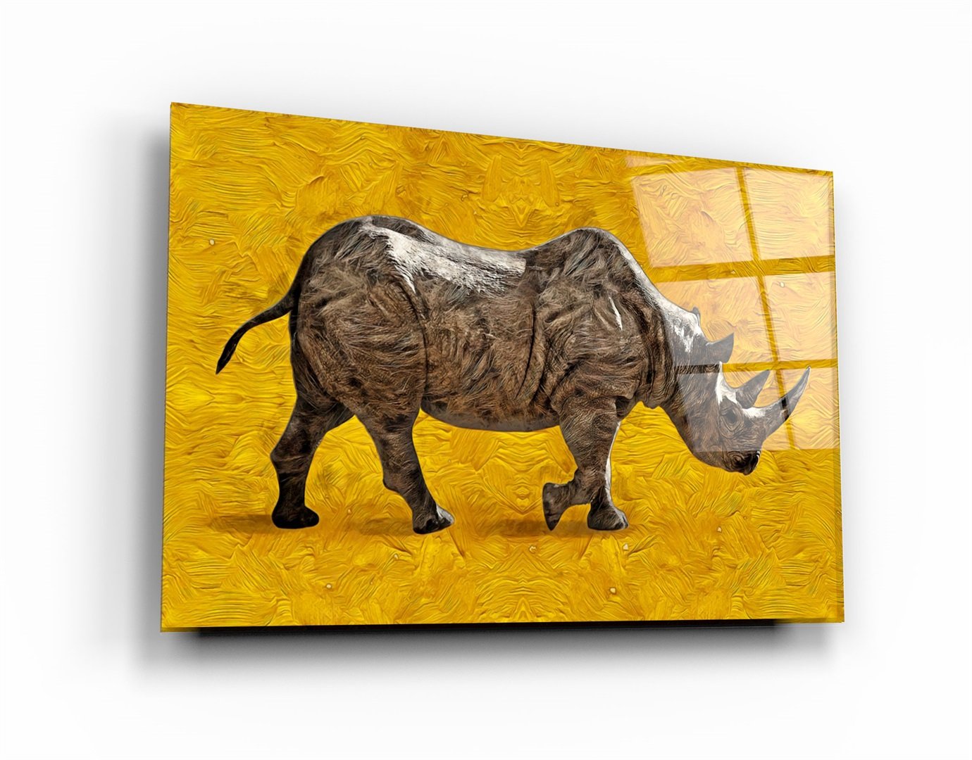 ・« Rhinocéros abstrait »・Art mural en verre