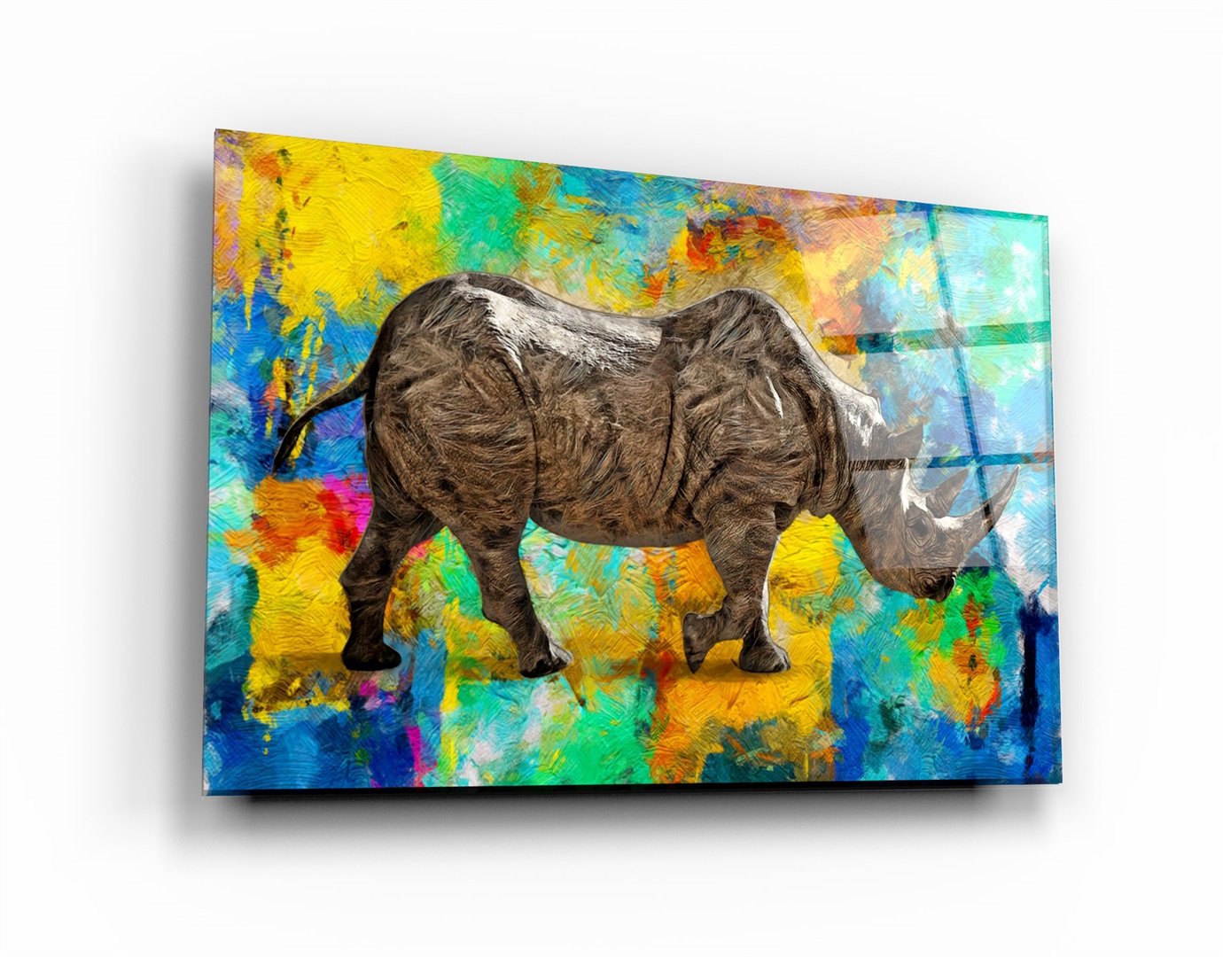 ・"Abstract Rhino V2"・Glass Wall Art