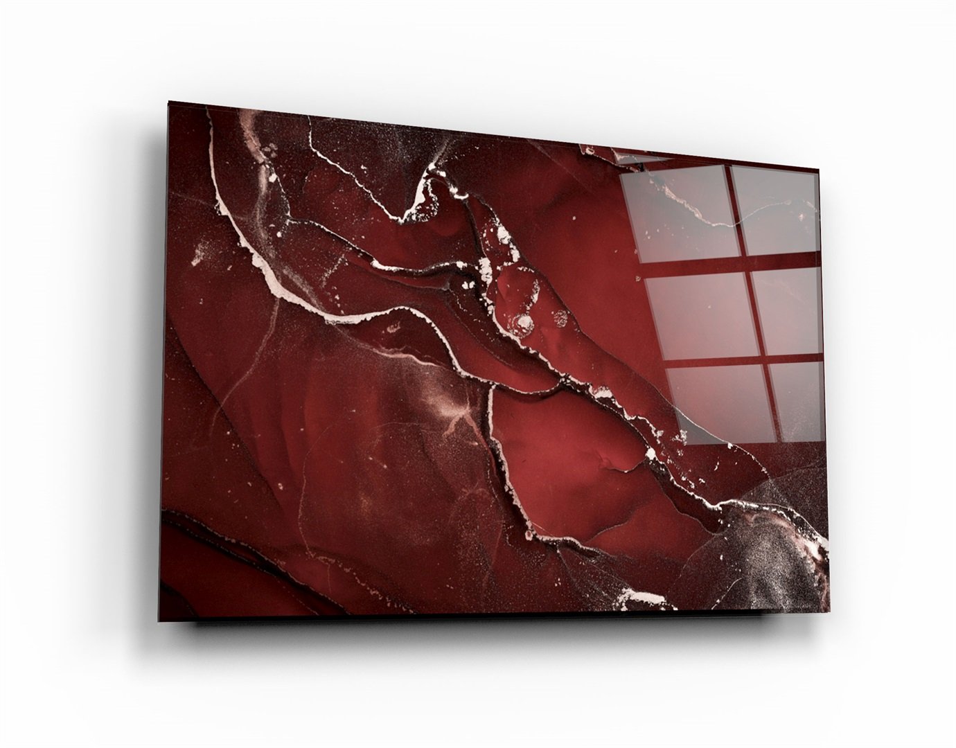 ・« Motif rouge abstrait »・Art mural en verre