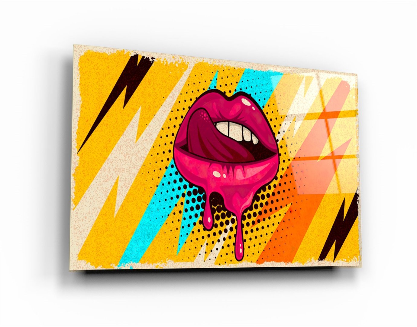 ・"Abstract Pink Lips"・Glass Wall Art