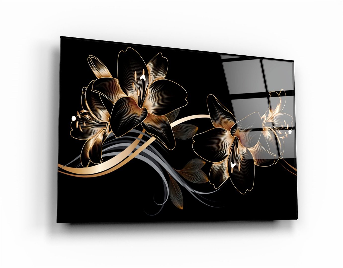 ・"Abstract Flowers"・Glass Wall Art