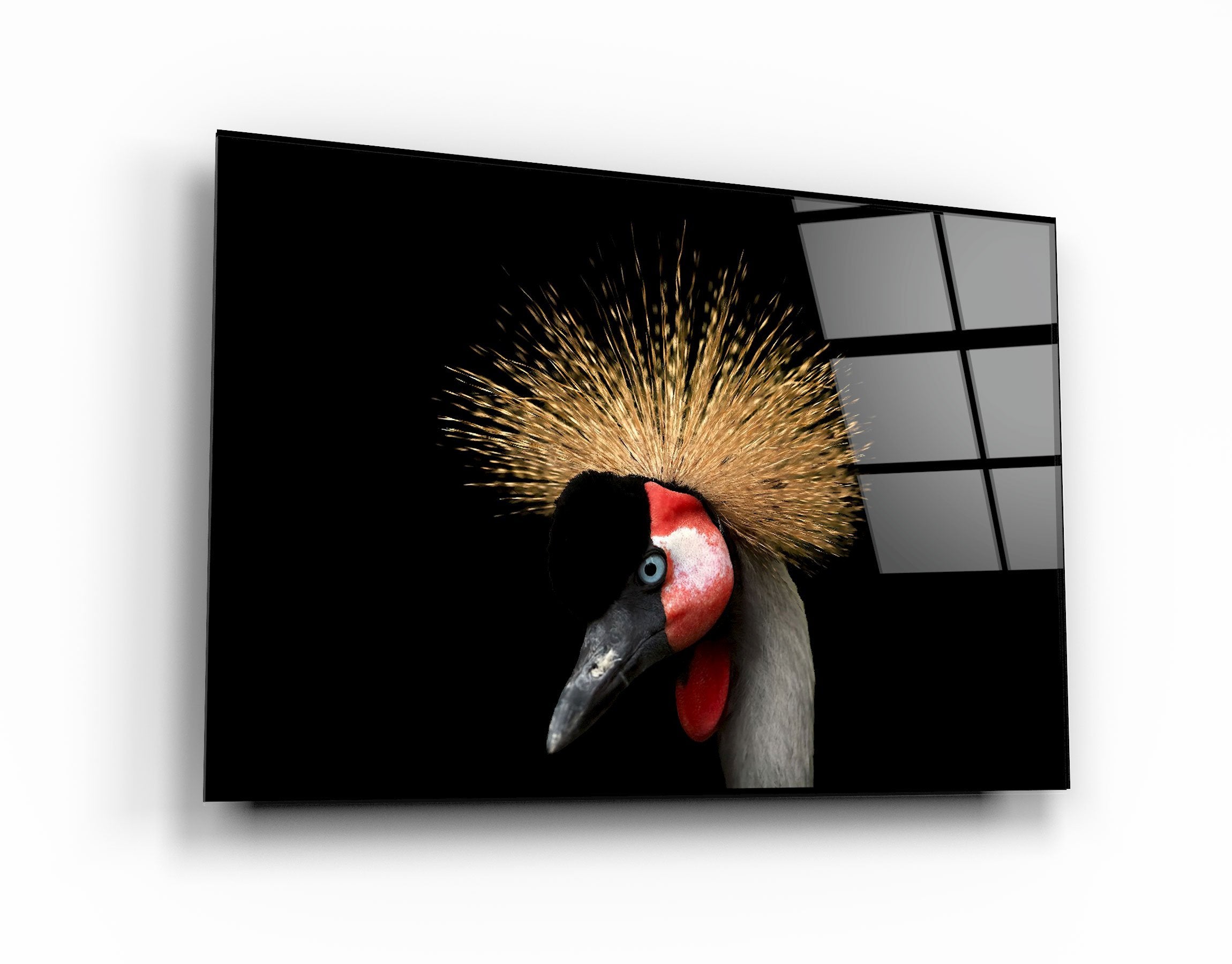 ・"Crowned Crane"・Glass Wall Art