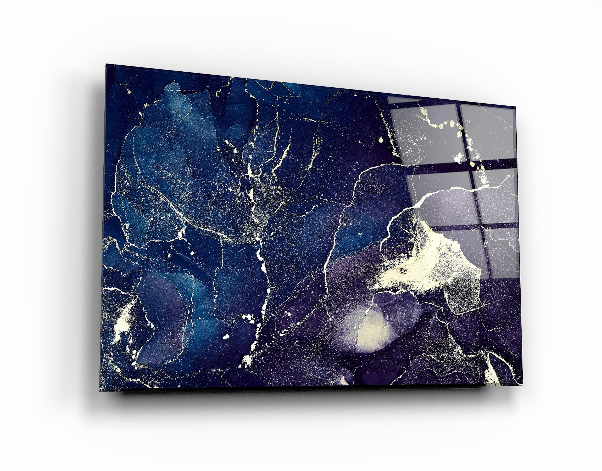 ・"Dark Blue Wave Pattern V2"・Glass Wall Art
