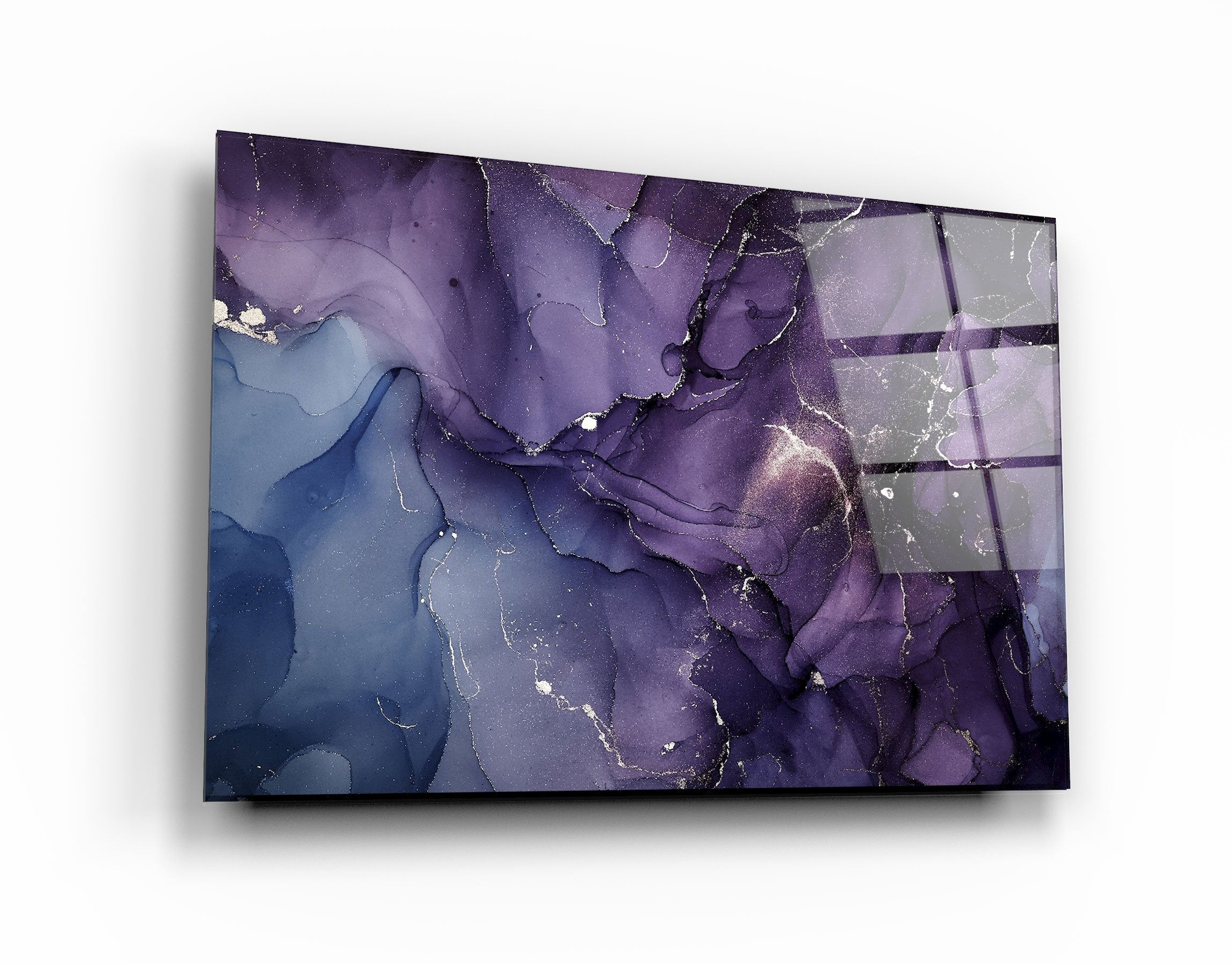 ・« Motif de vagues violettes »・Art mural en verre