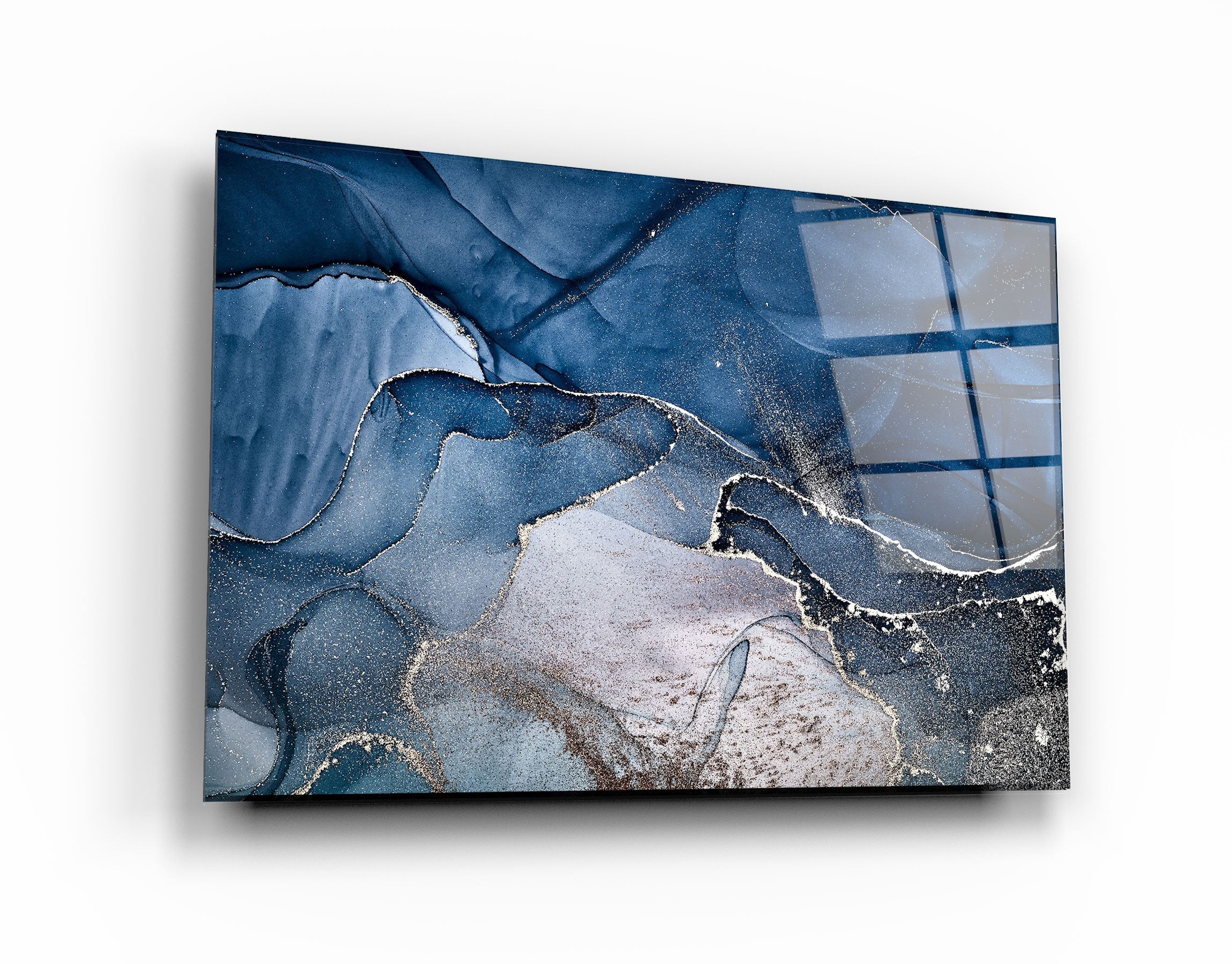 ・"Dark Blue Wave Pattern V3"・Glass Wall Art