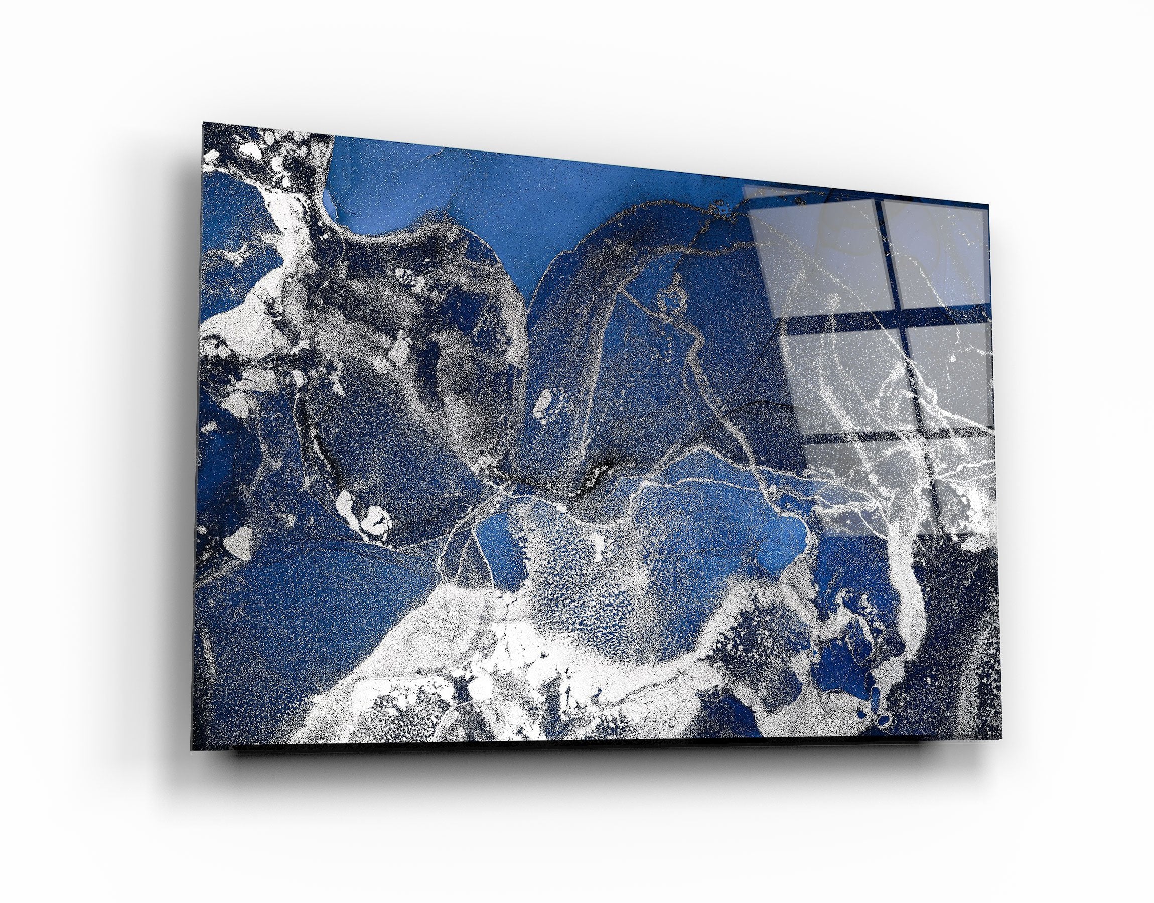 ・"Dark Blue Wave Pattern V4"・Glass Wall Art