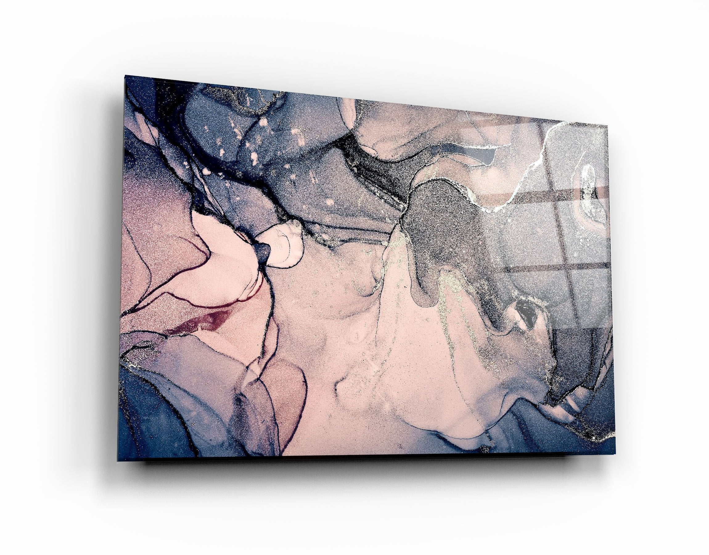 ・"Gray and Blue Wave Pattern"・Glass Wall Art