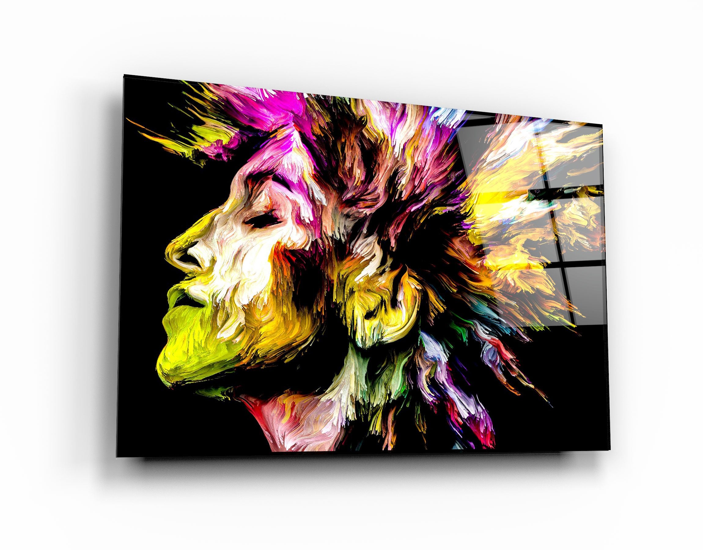 ・"Abstract Colorful Woman Portrait V2"・Glass Wall Art