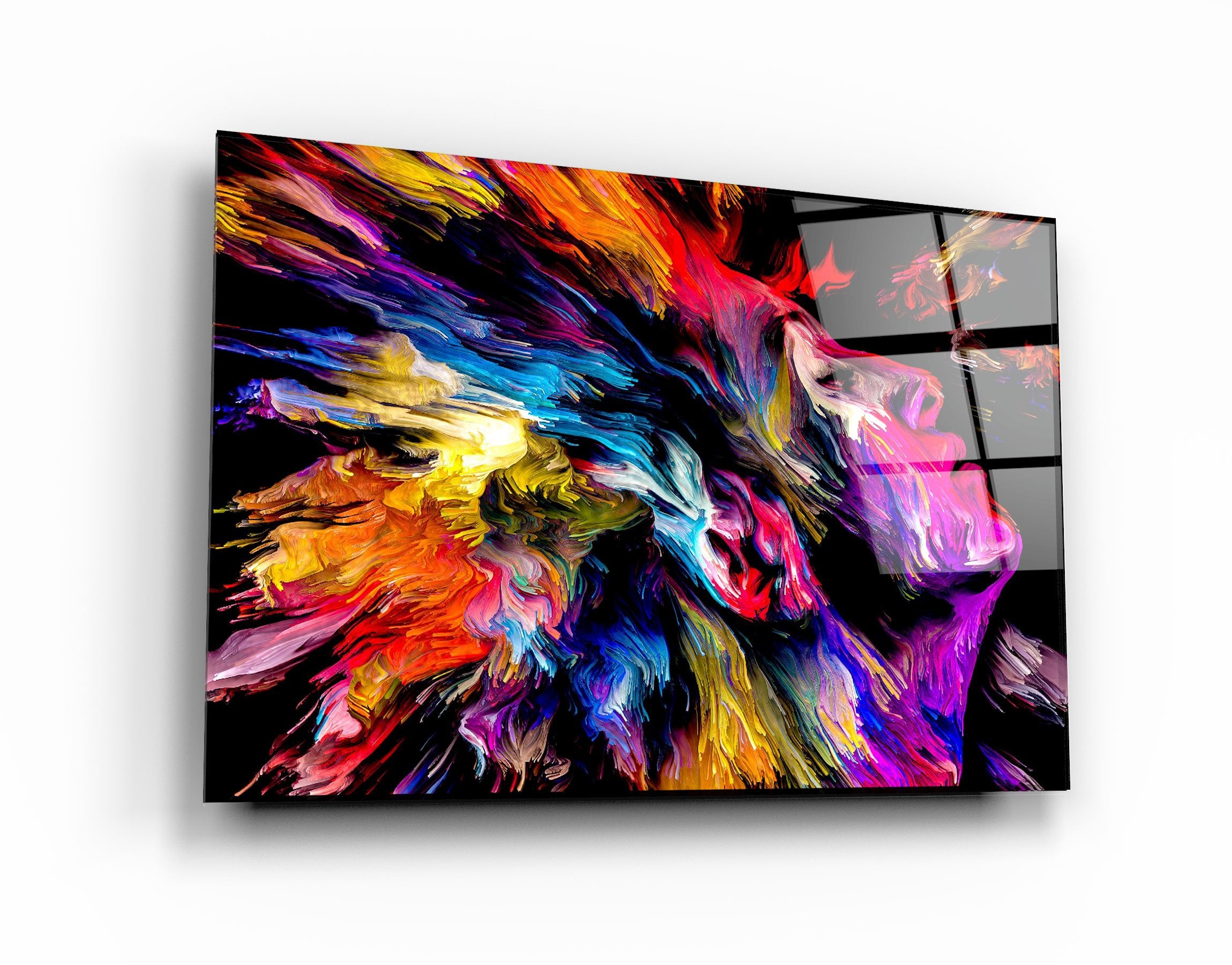 ・"Abstract Colorful Woman Portrait V3"・Glass Wall Art