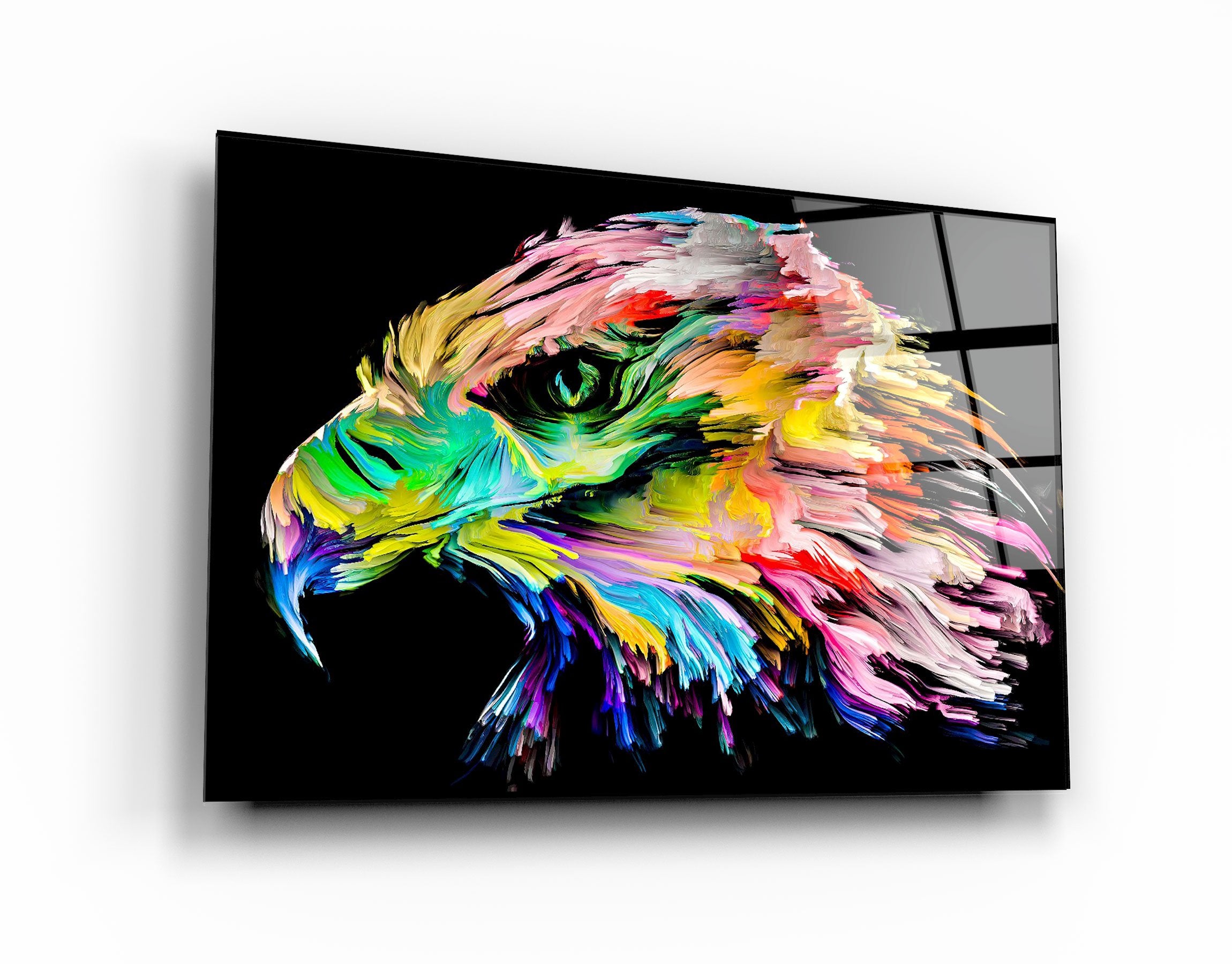 ・"Abstract Colorful Eagle"・Glass Wall Art