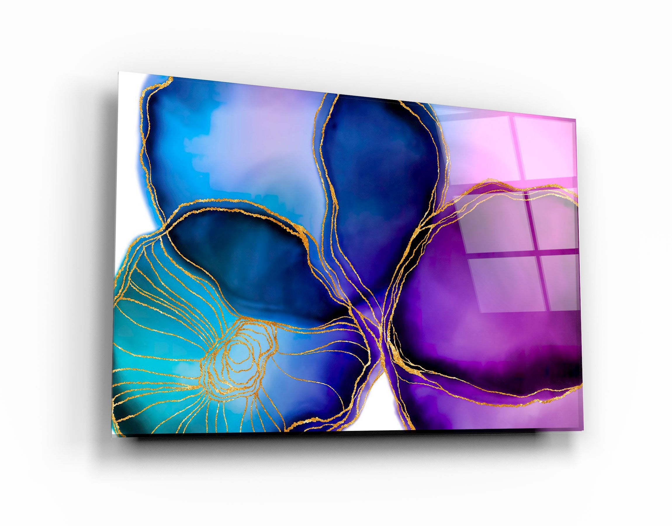 ・"Shapes and Golden Lines"・Glass Wall Art