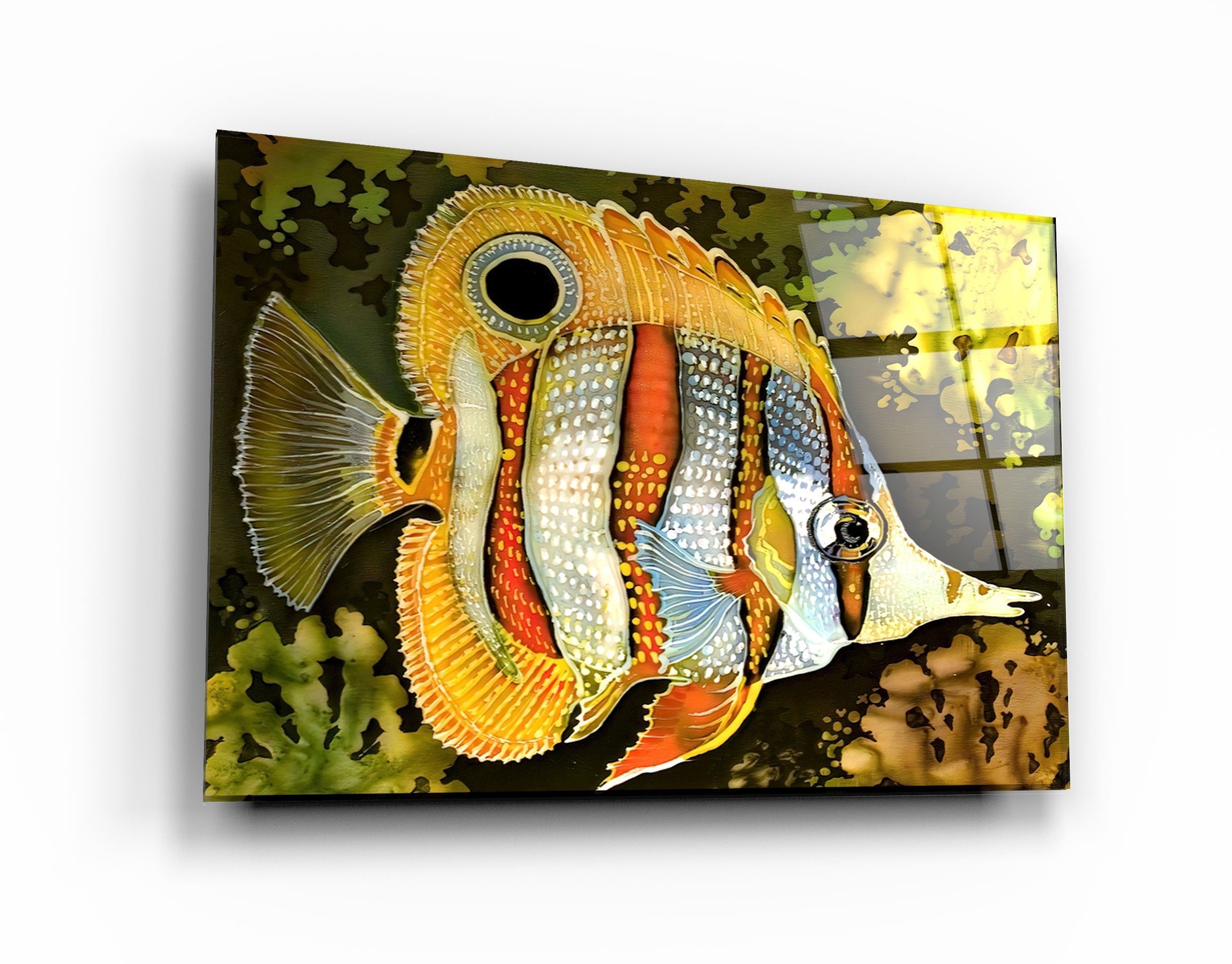 ・"Batik Fish"・Glass Wall Art