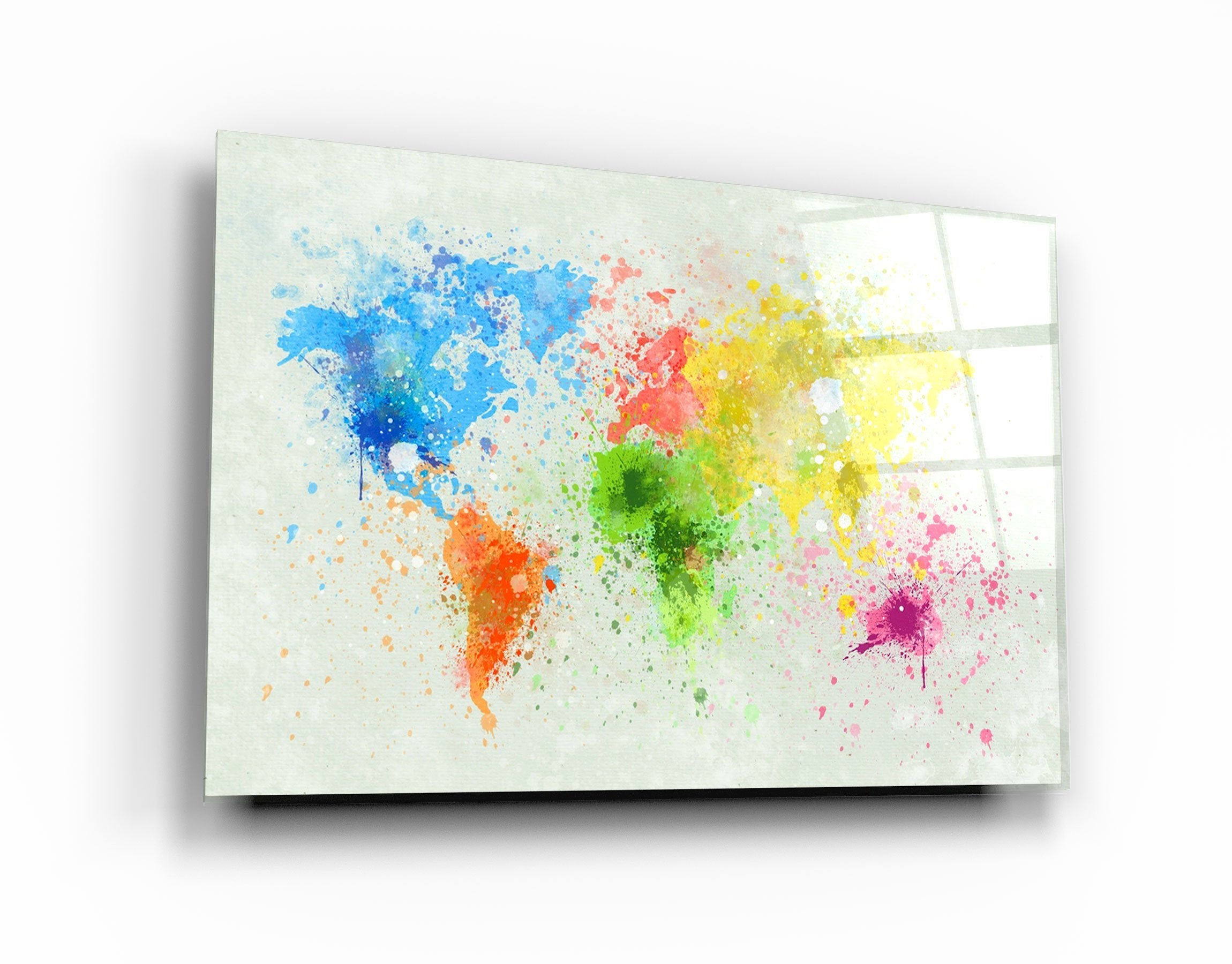 ・"Rainbow World Map"・Glass Wall Art