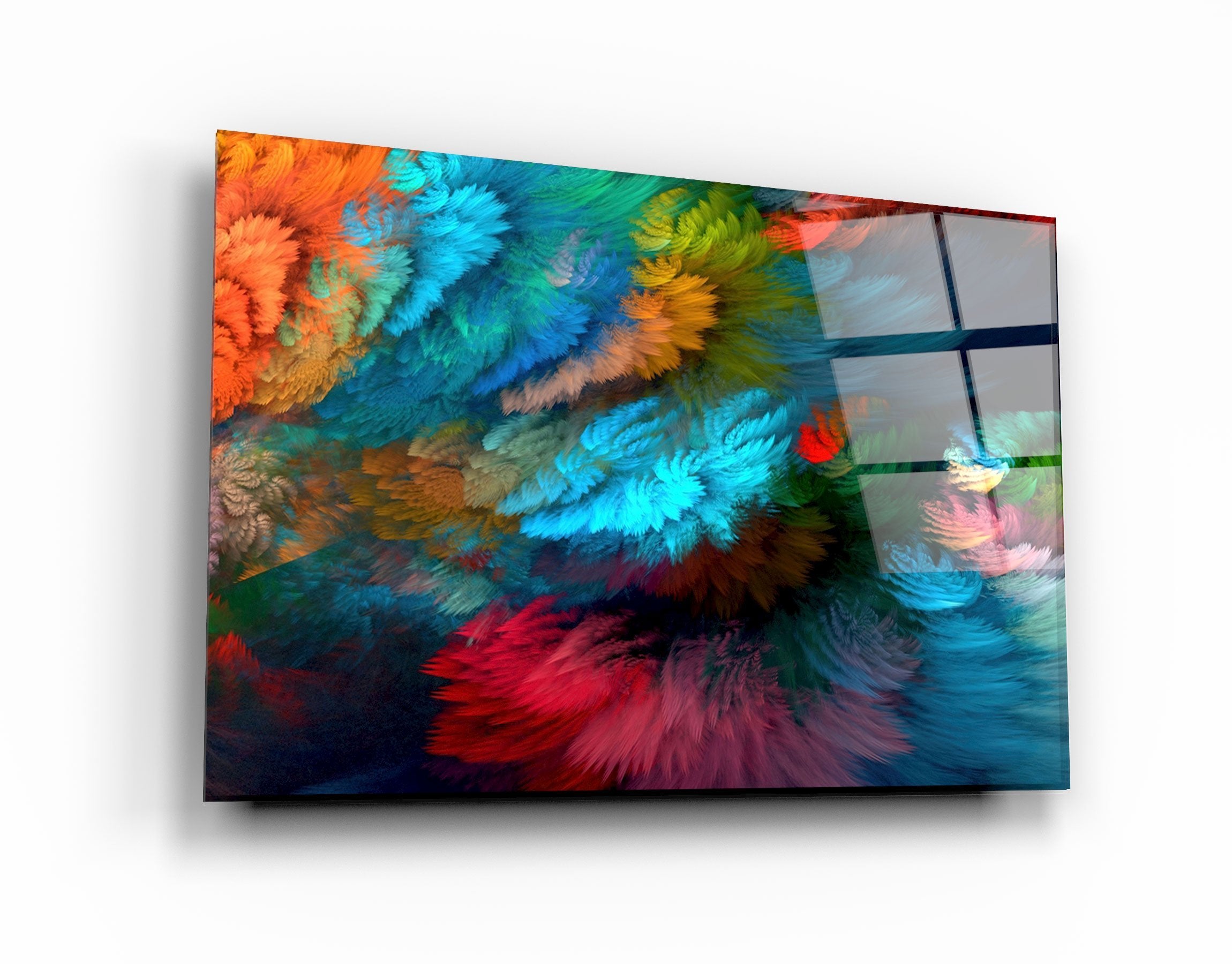 ・"Colorful Plumes"・Glass Wall Art