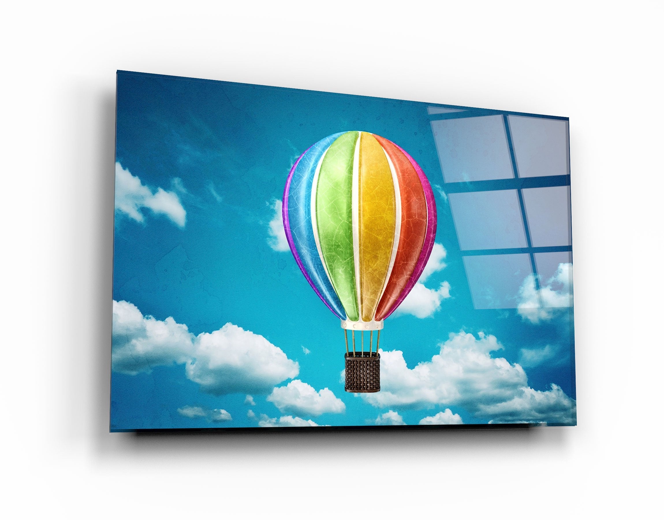 ・"Rainbow Air Balloon"・Glass Wall Art