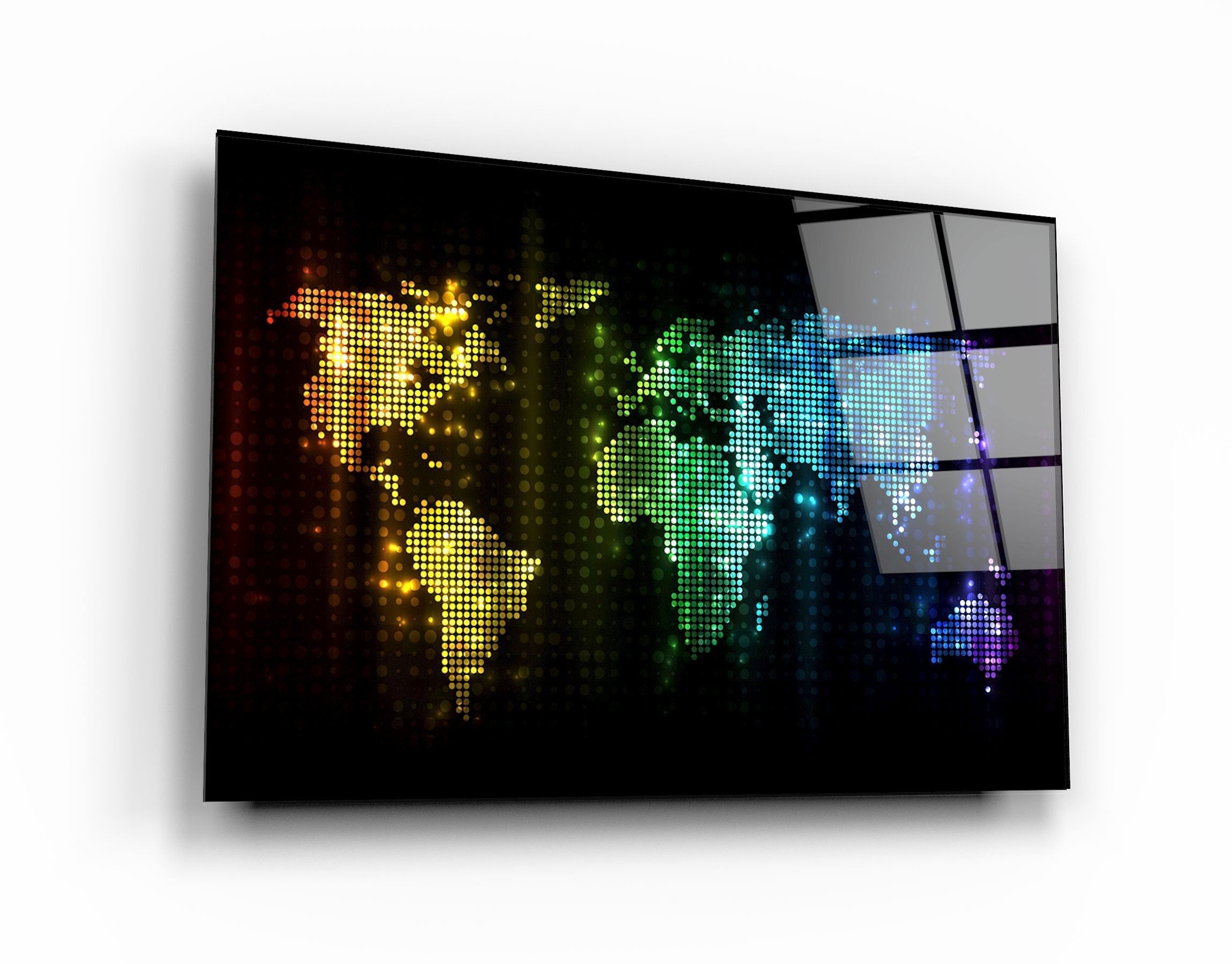 ・"Colorful World Map"・Glass Wall Art