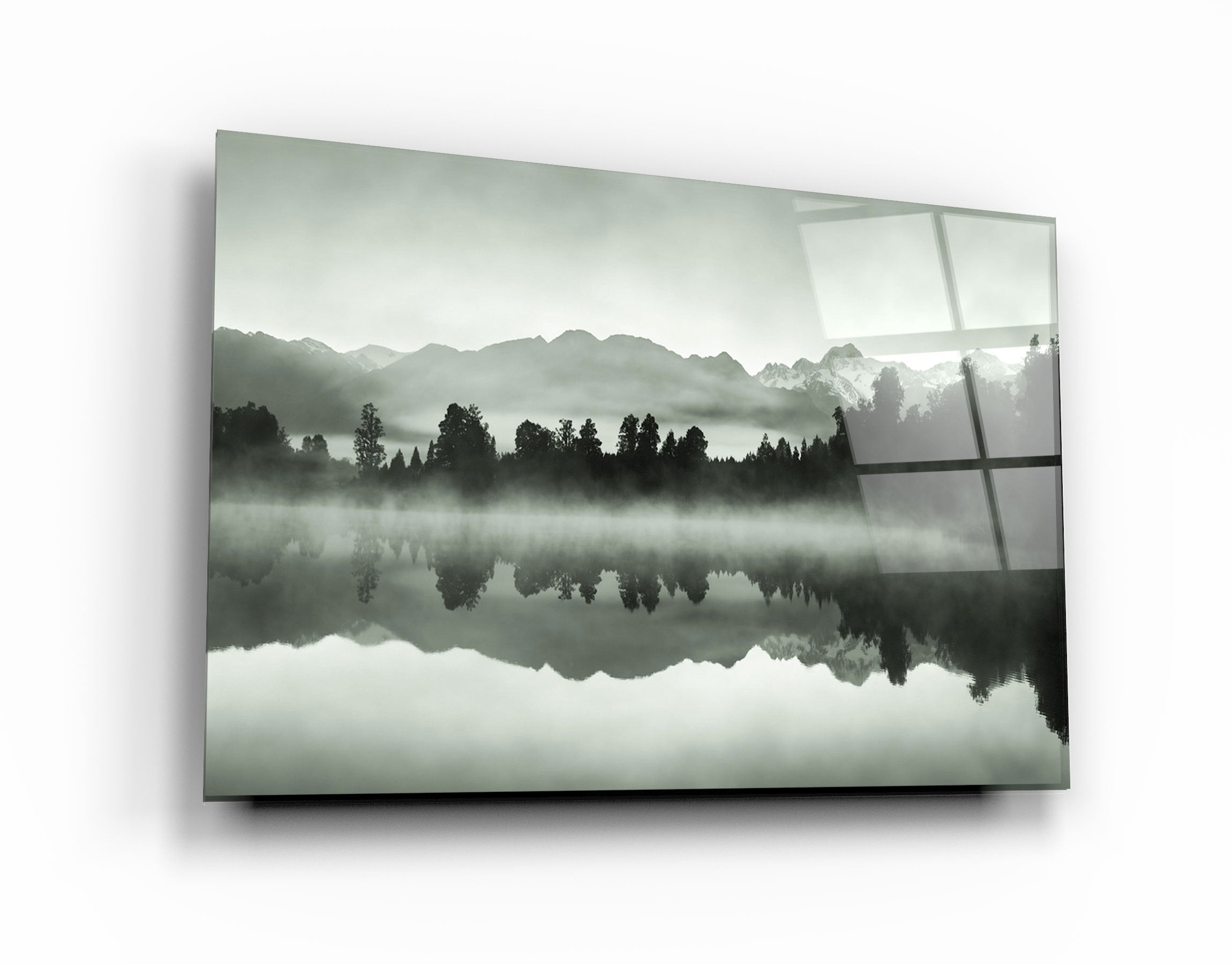 ・"Foggy Lake"・Glass Wall Art